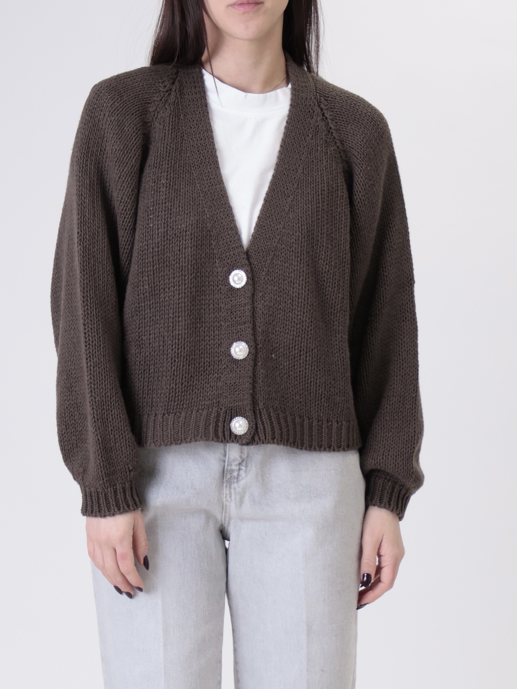 Cardigan bottoni gioiello moro