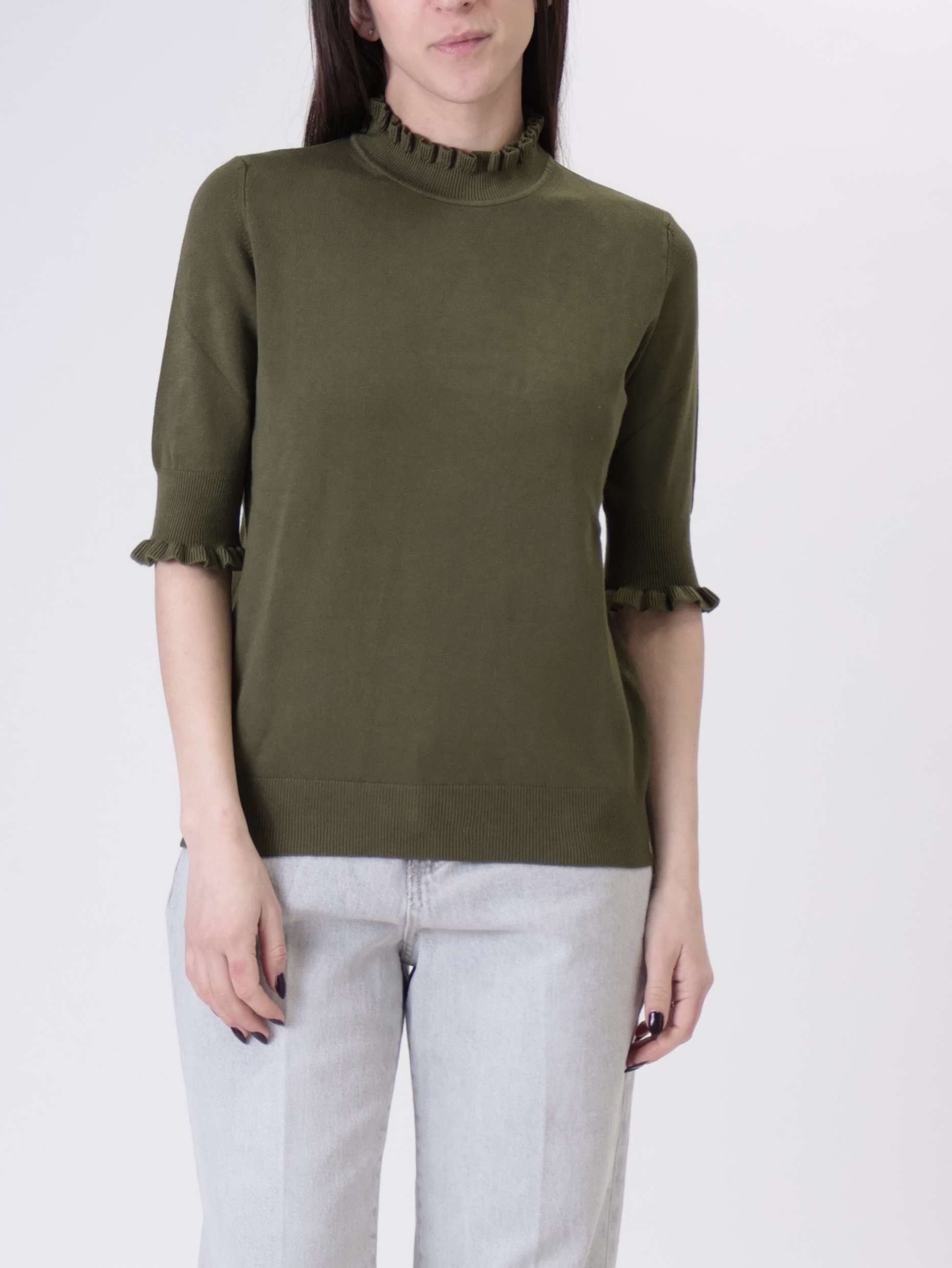 Maglia rouches mezza manica militare