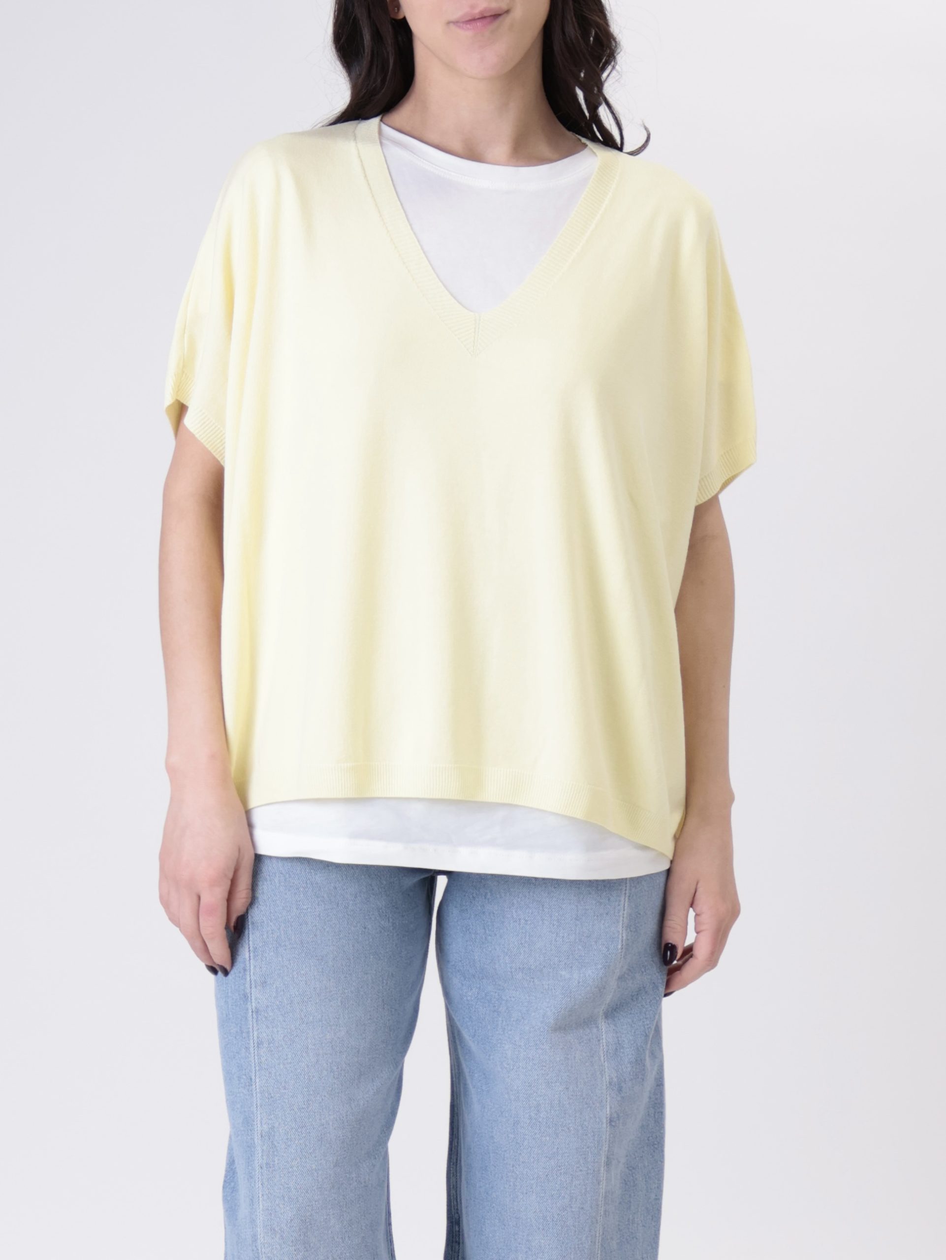 Gilet scollo V viscosa giallo