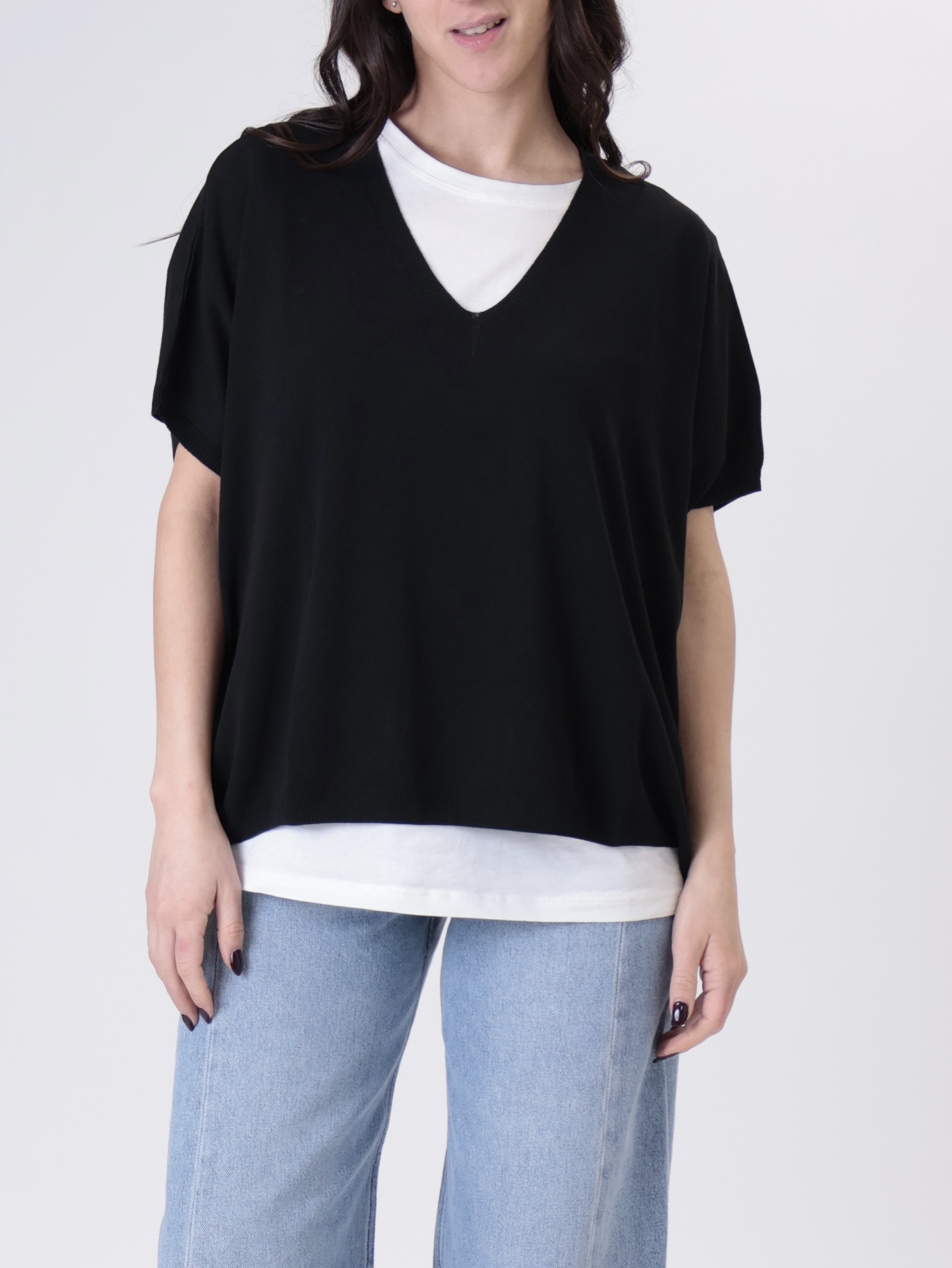 Gilet scollo V viscosa nero