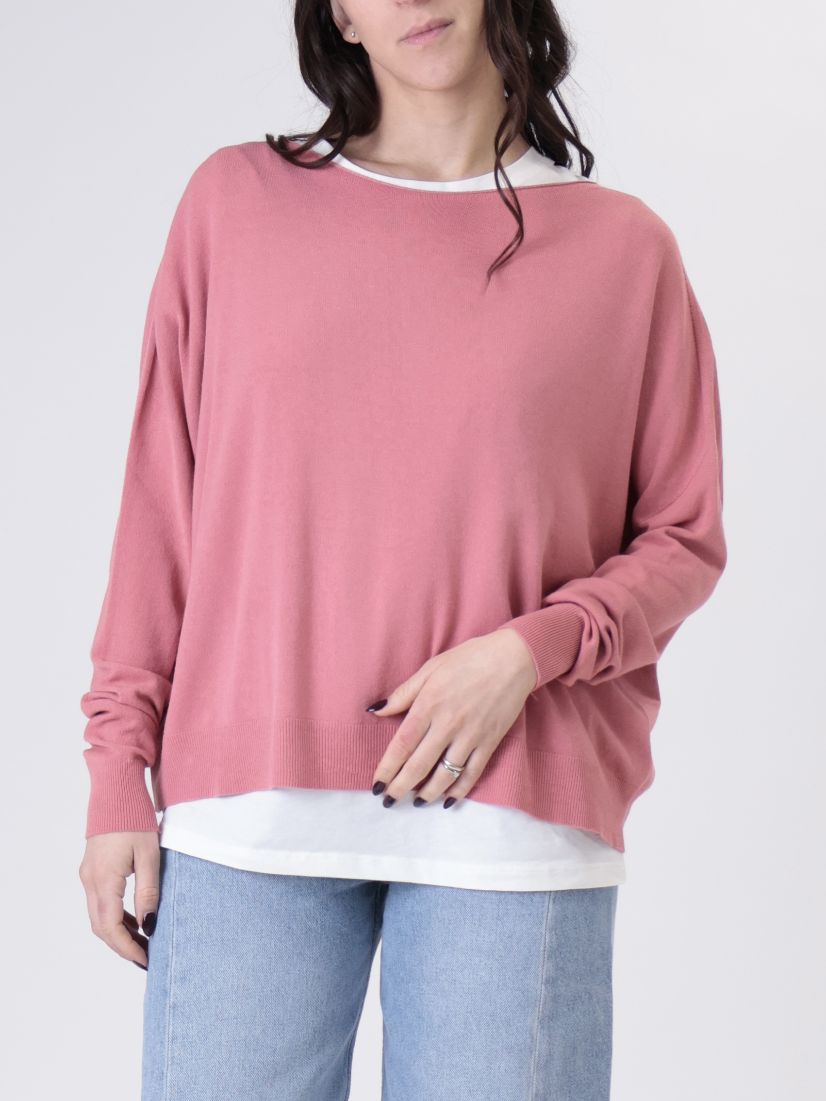 Pullover  over viscosa rosa