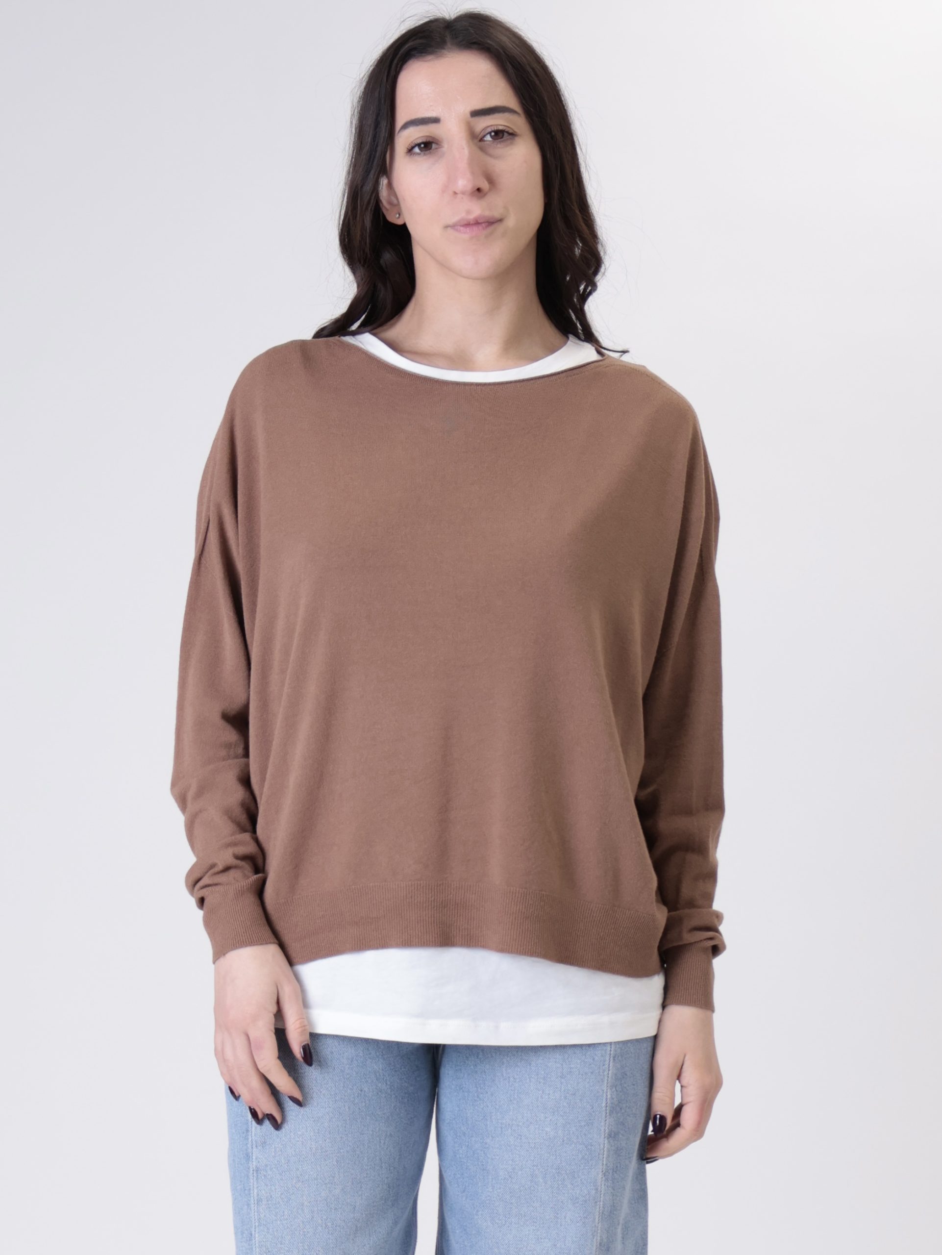 Pullover  over viscosa marrone