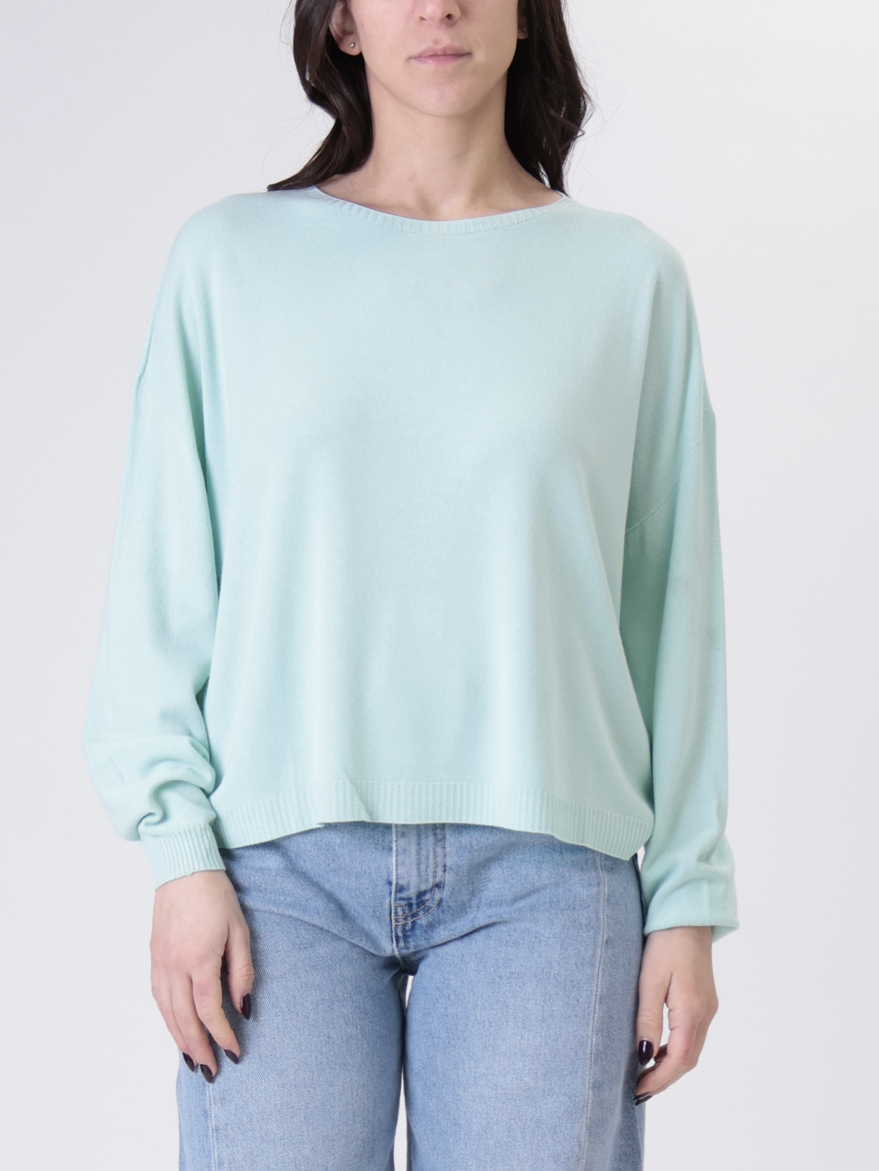 Pullover scatola viscosa verde acqua