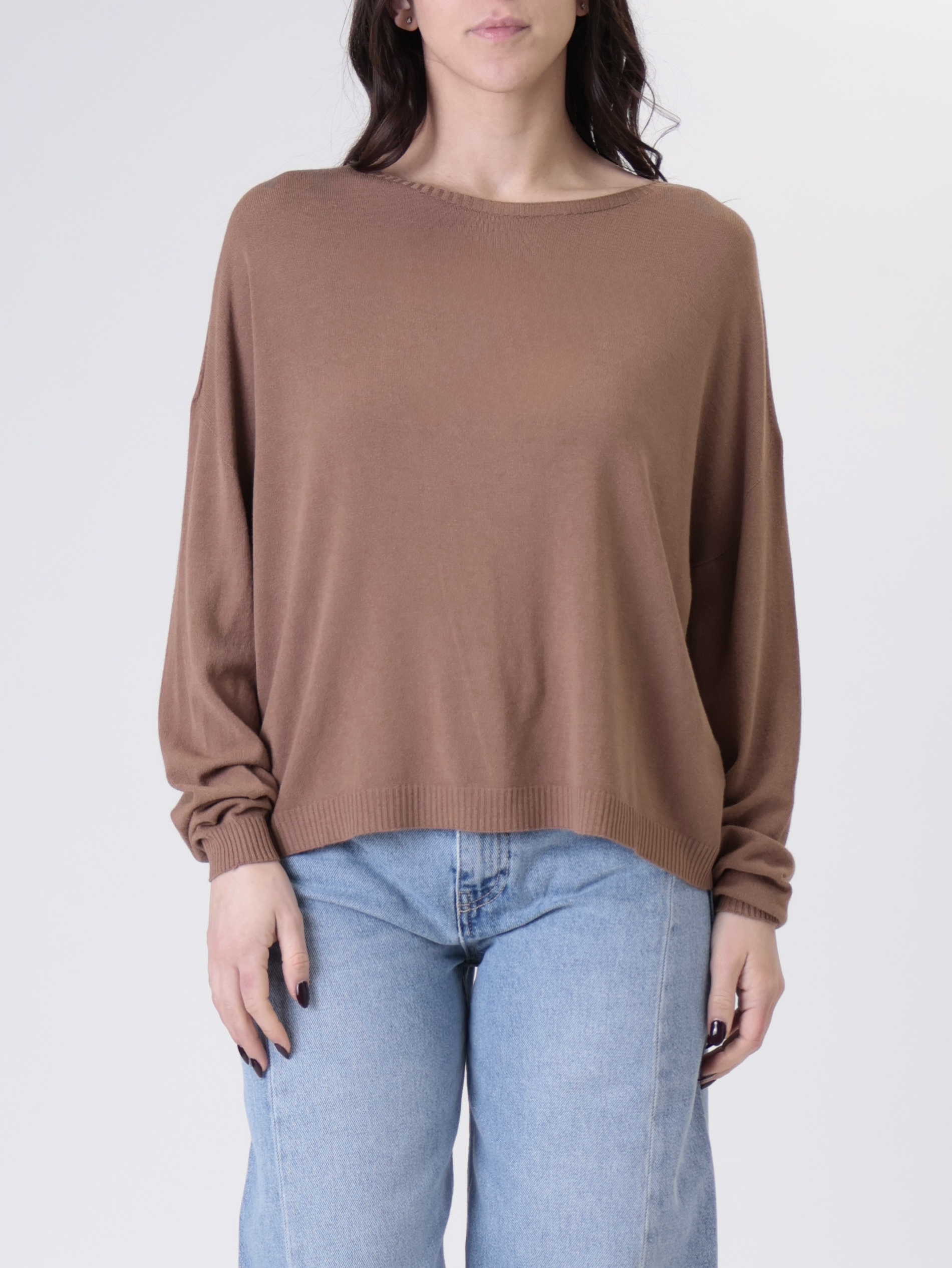 Pullover scatola viscosa marrone