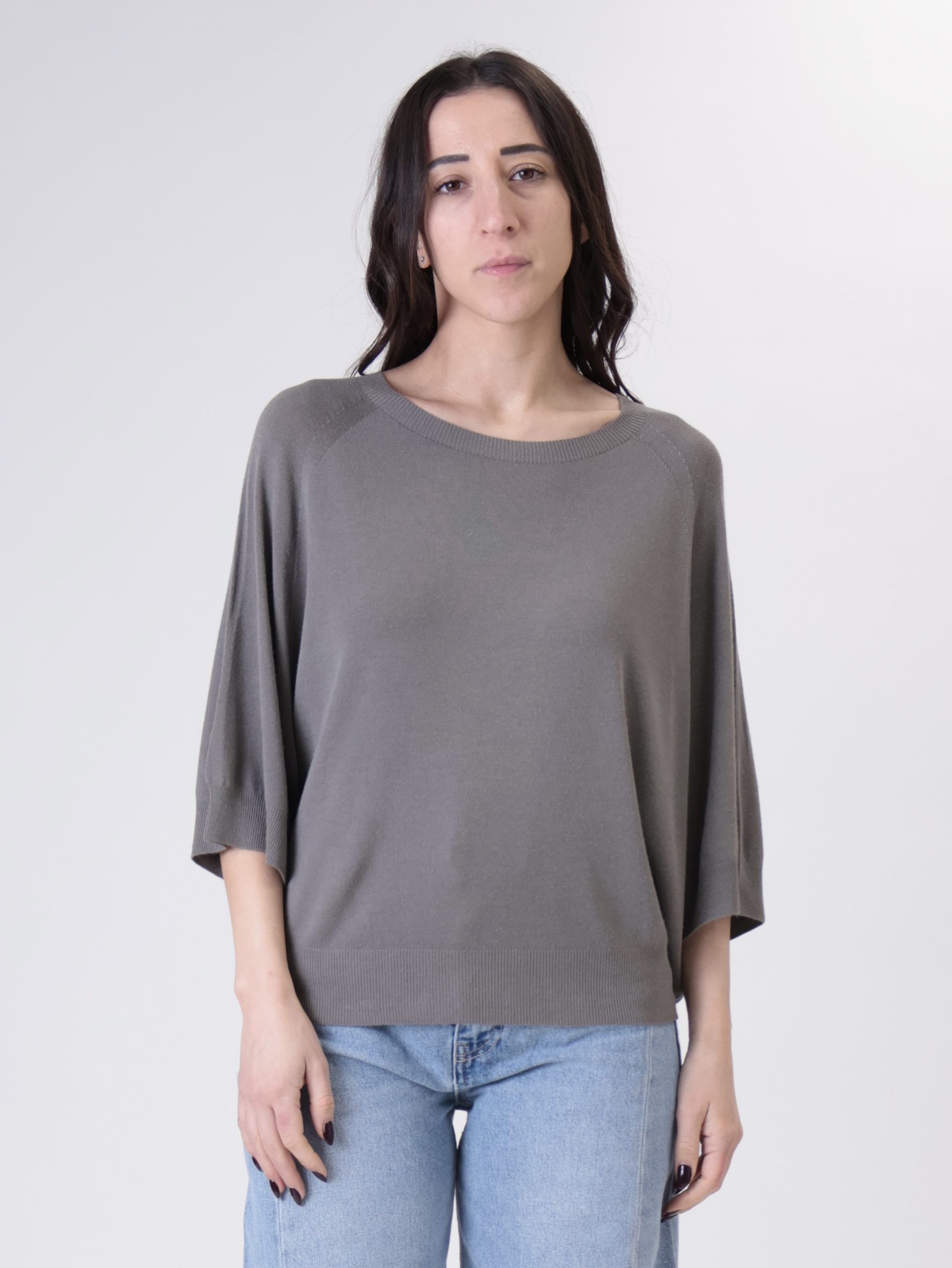 Pullover mezza manica viscosa antracite