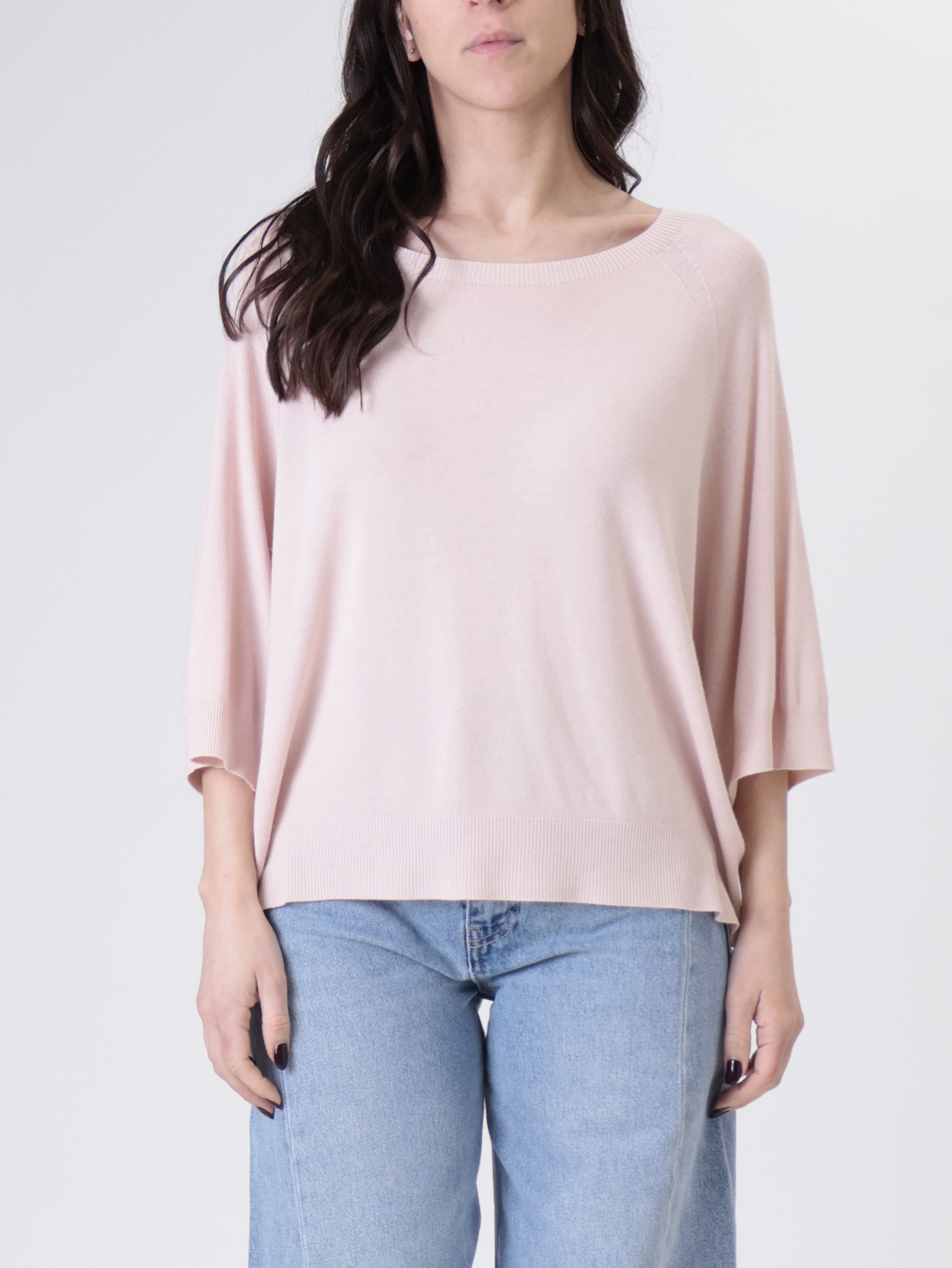 Pullover mezza manica viscosa cipria