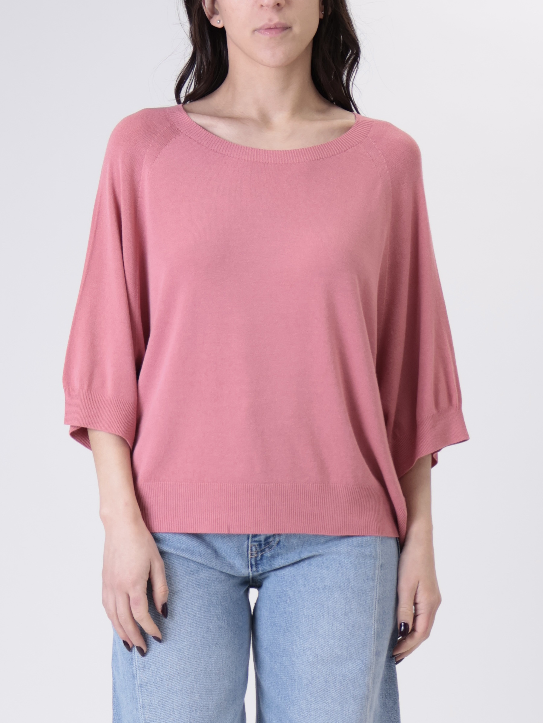 Pullover mezza manica viscosa rosa