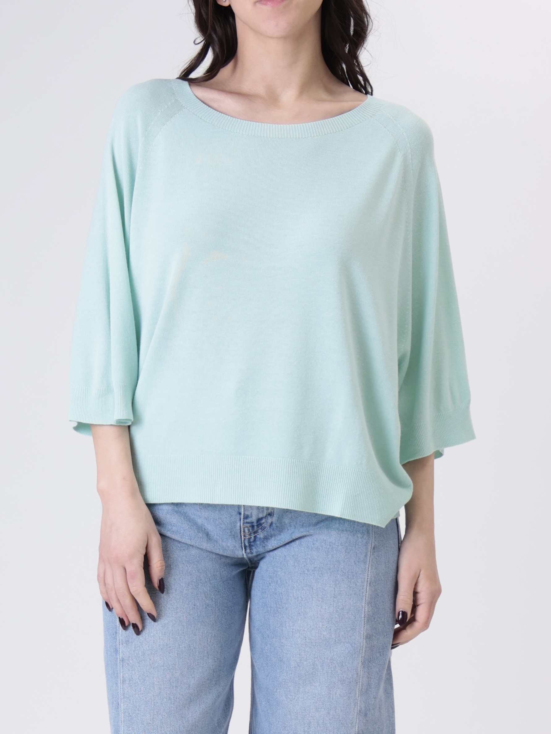 Pullover mezza manica viscosa verde acqua