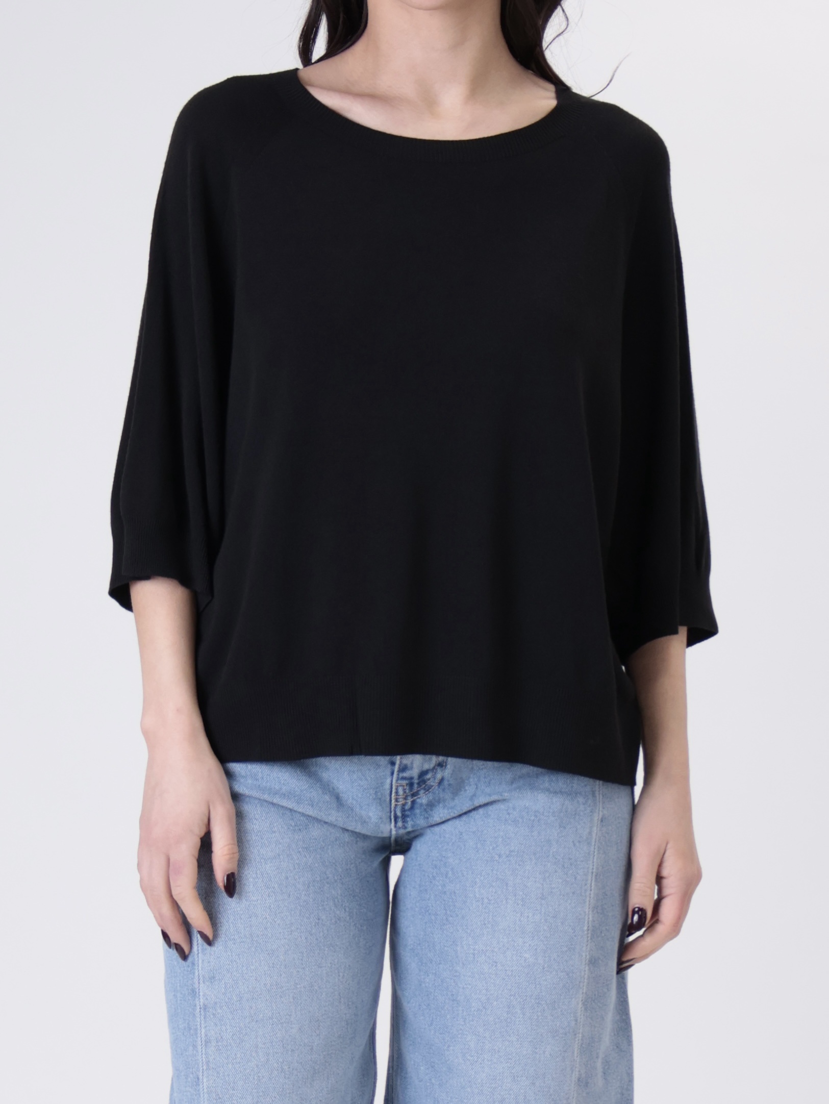 Pullover mezza manica viscosa nero