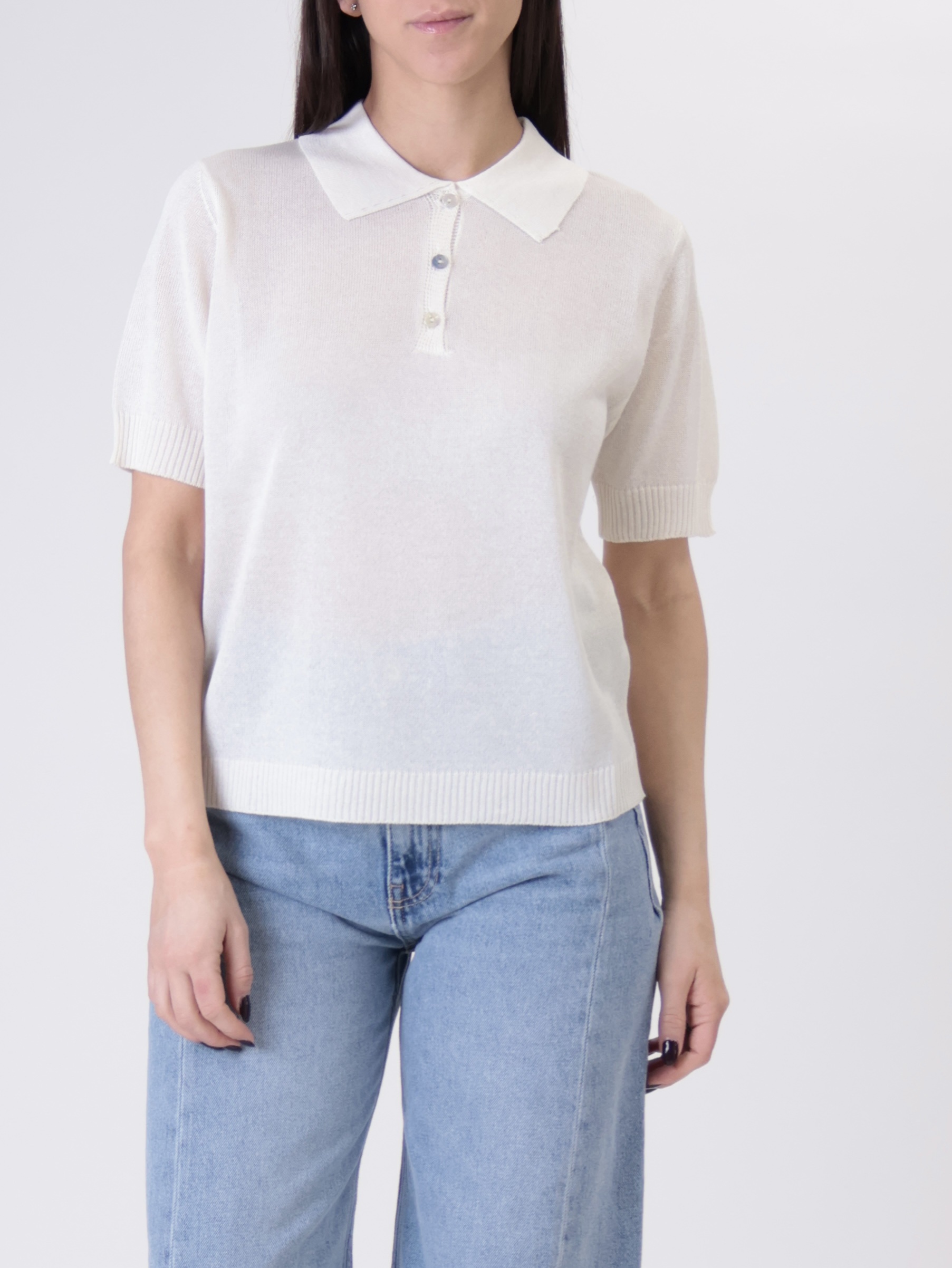 Polo in maglia lurex burro