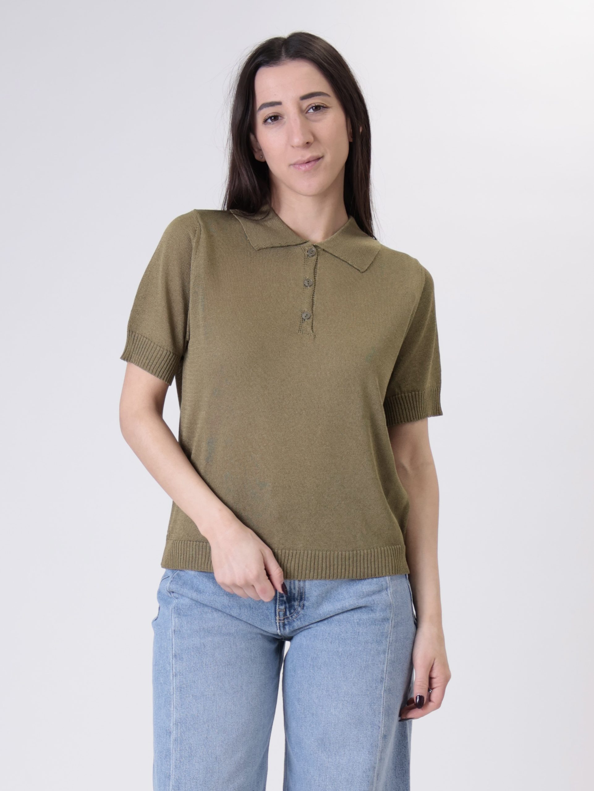 Polo in maglia lurex militare