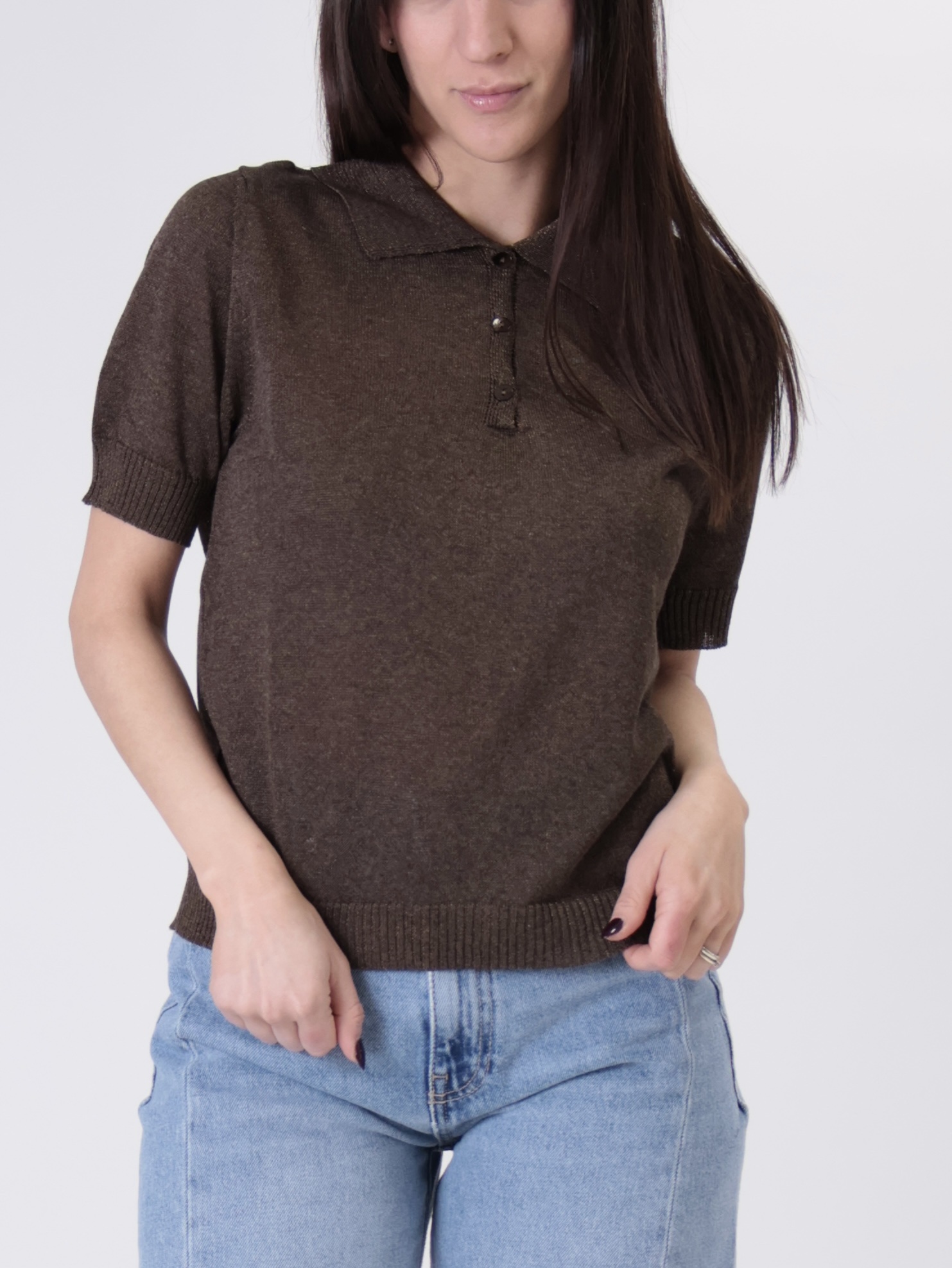 Polo in maglia lurex moro