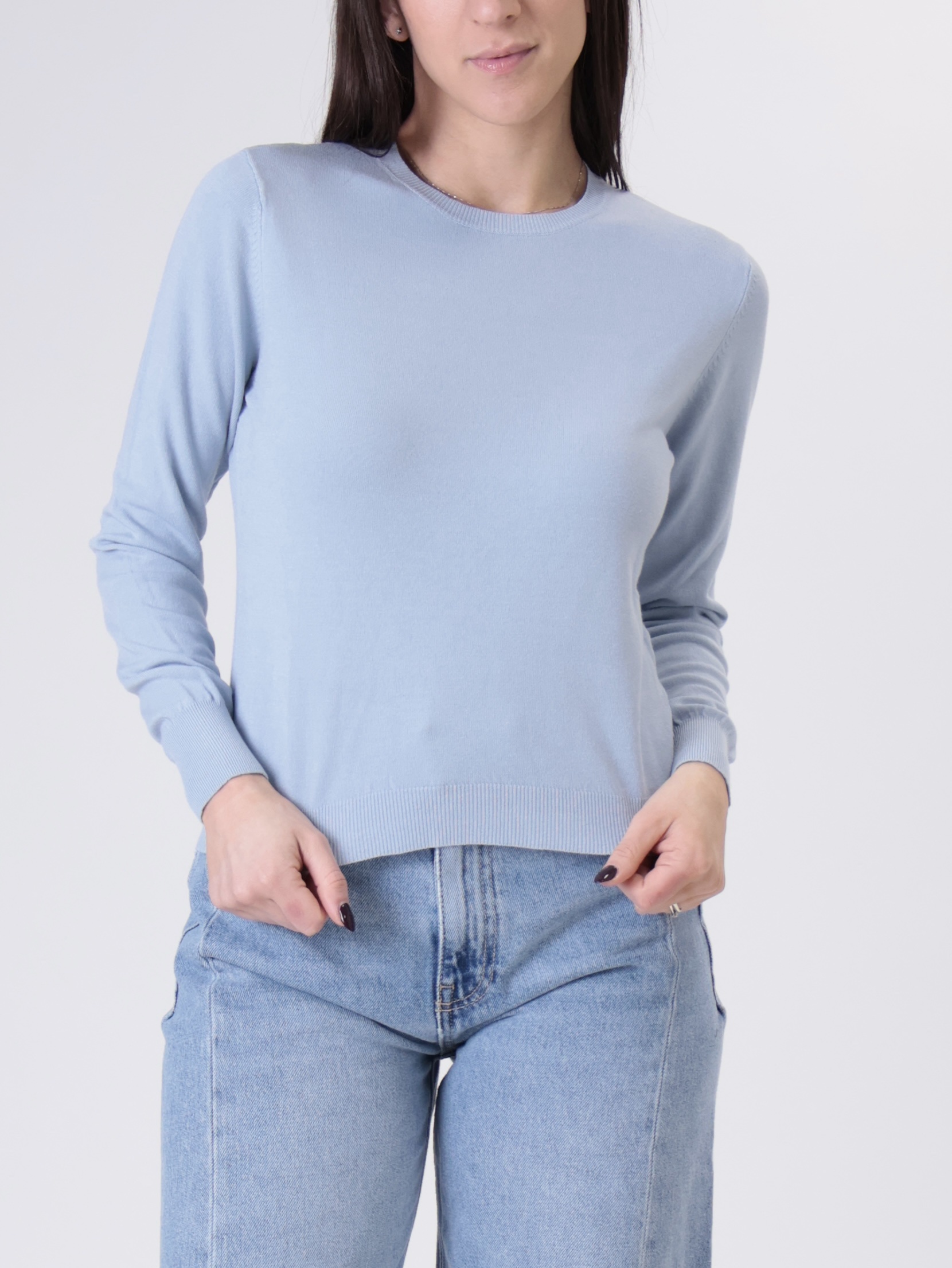 Girocollo viscosa celeste