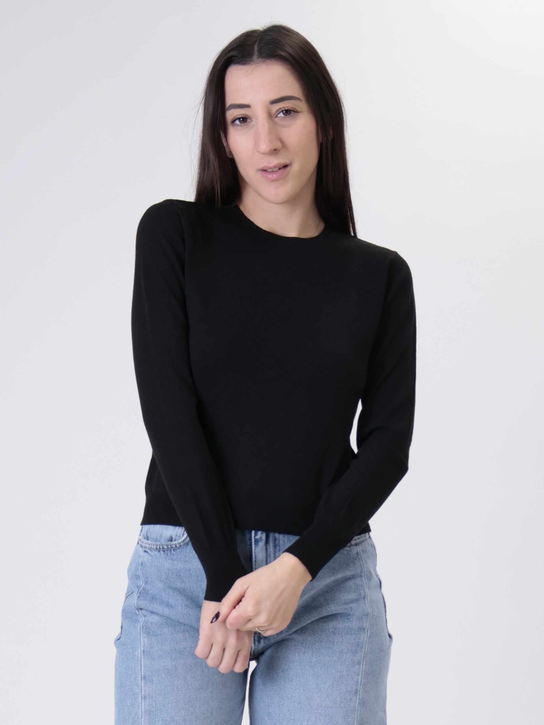 Girocollo viscosa nero