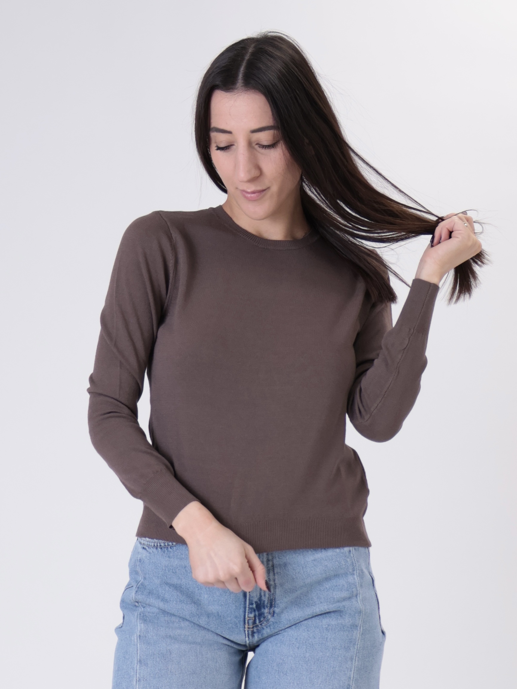 Girocollo viscosa cioccolato