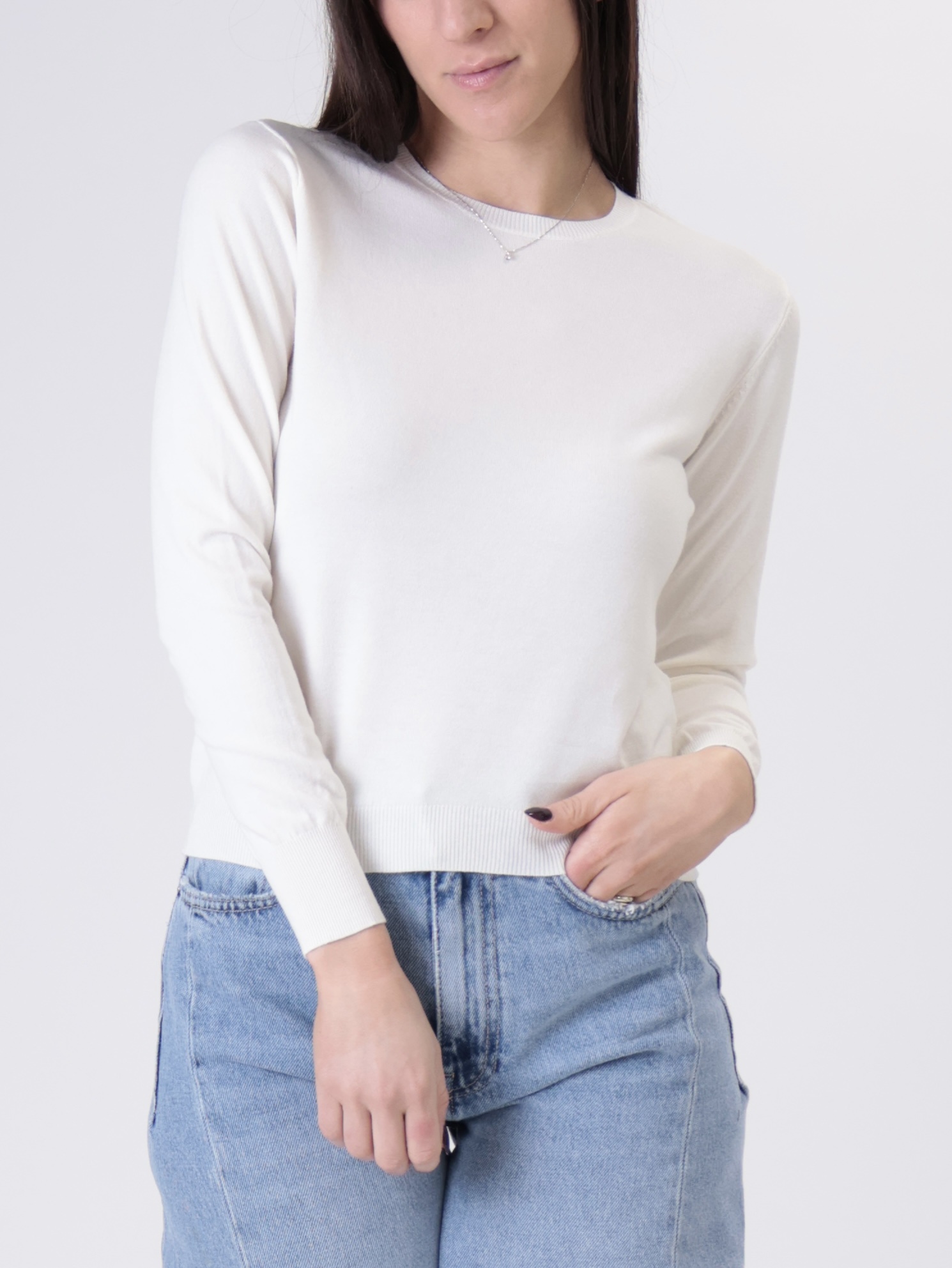 Girocollo viscosa panna