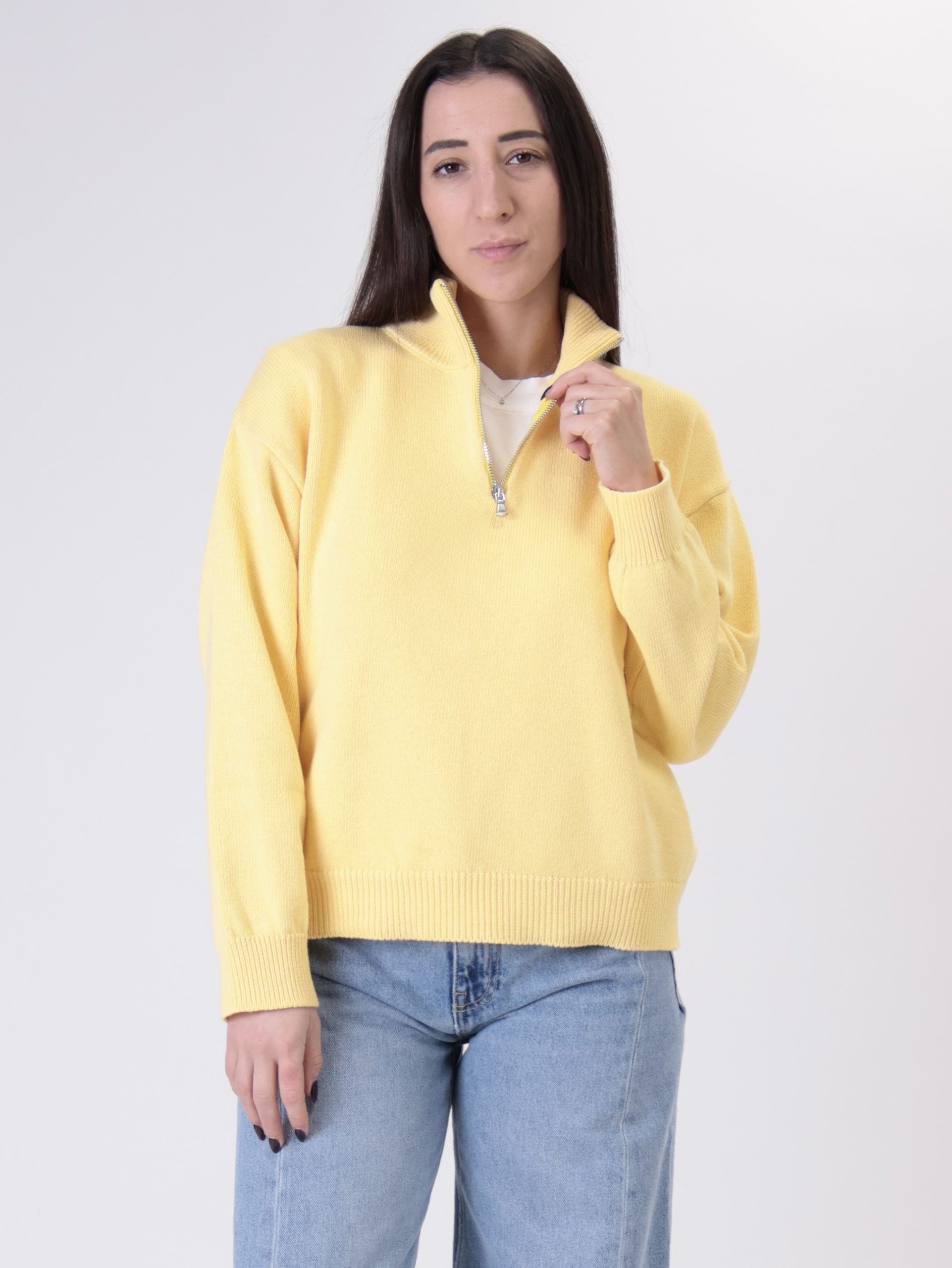 Pullover mezza zip giallo