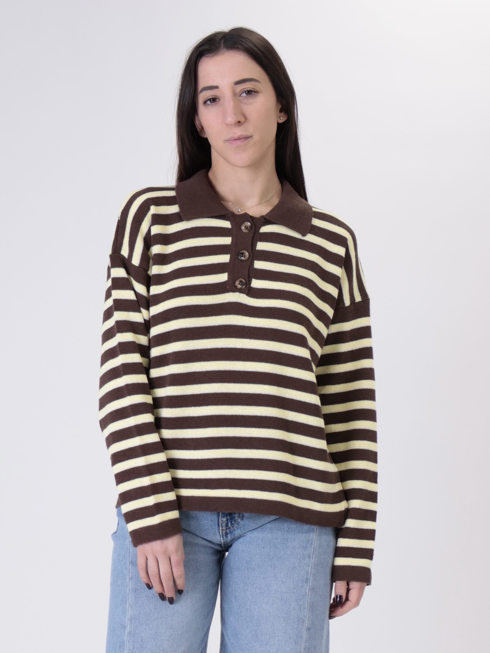 Polo in maglia riga moro