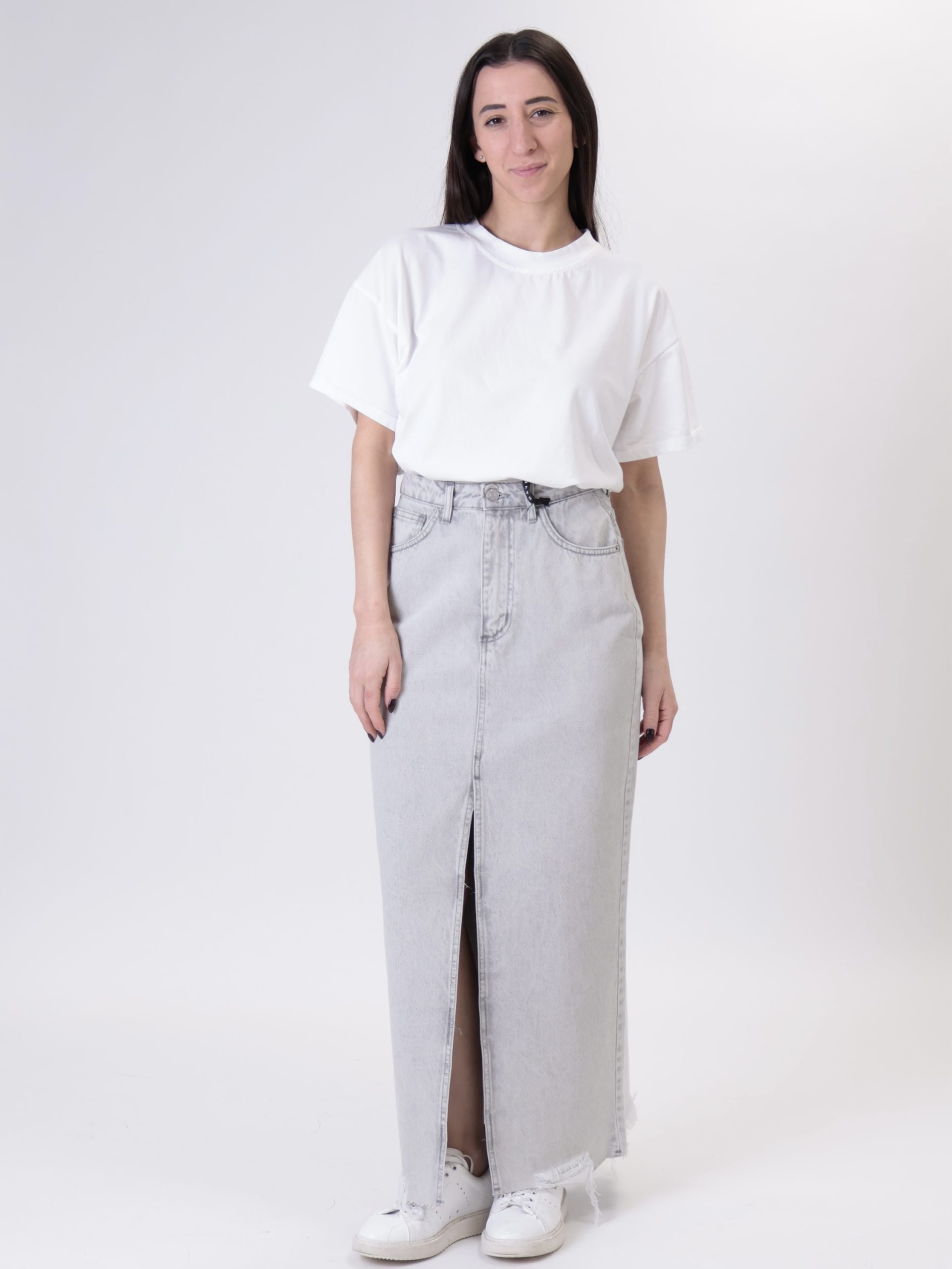 Gonna ginza longuette jeans grigio