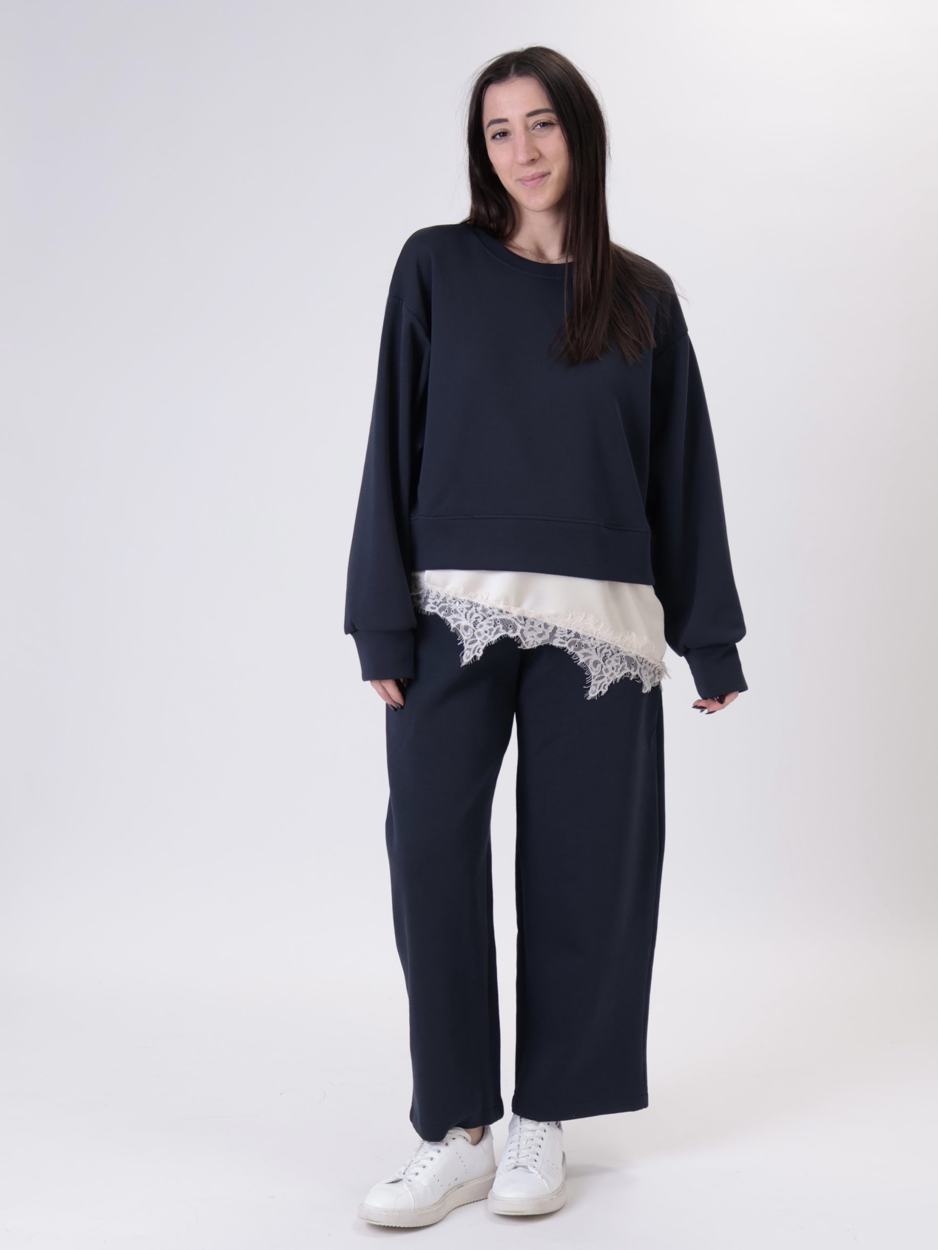 Felpa con lingerie blu