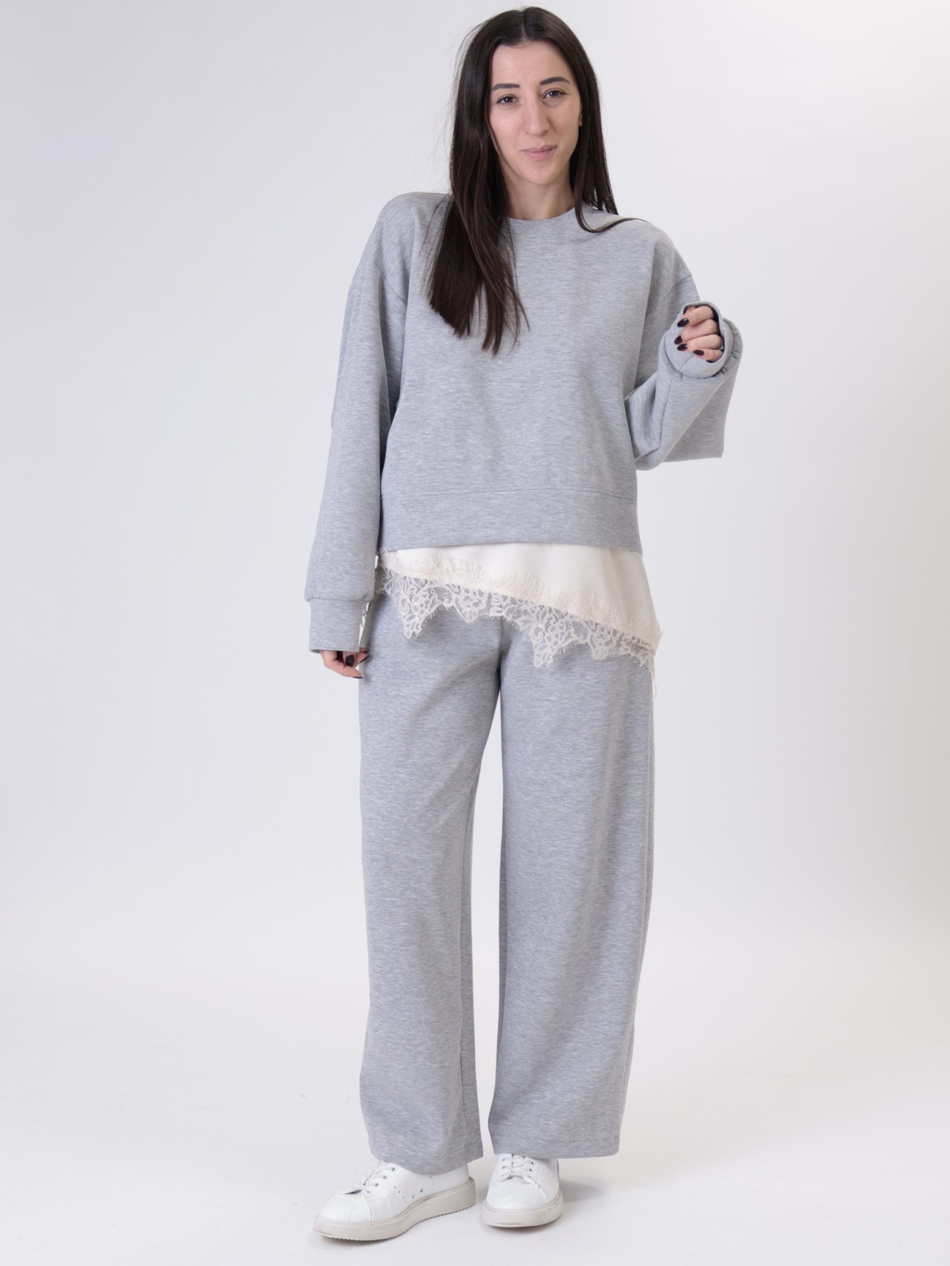 Felpa con lingerie grigio