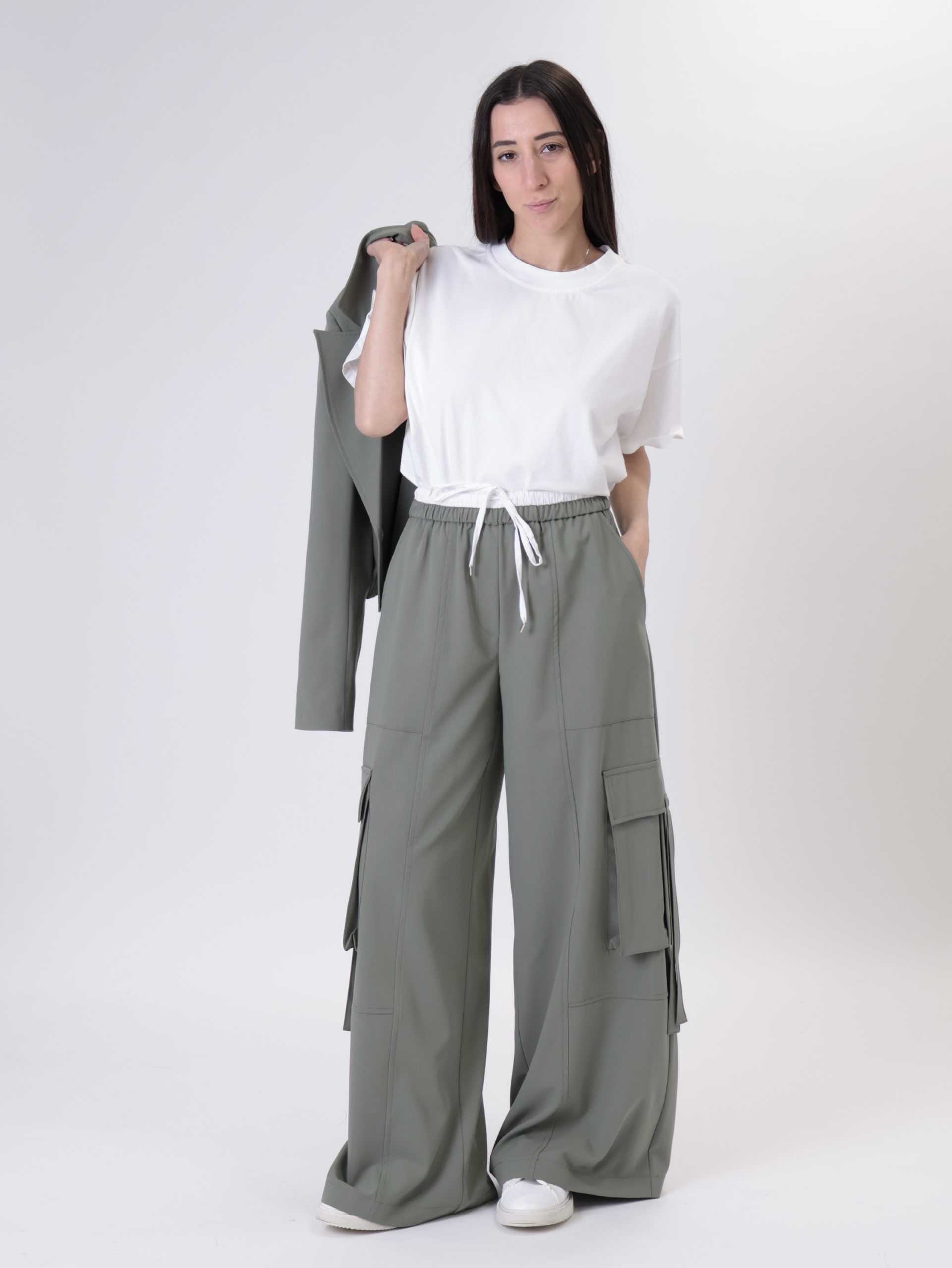 Pantalone nova cargo salvia