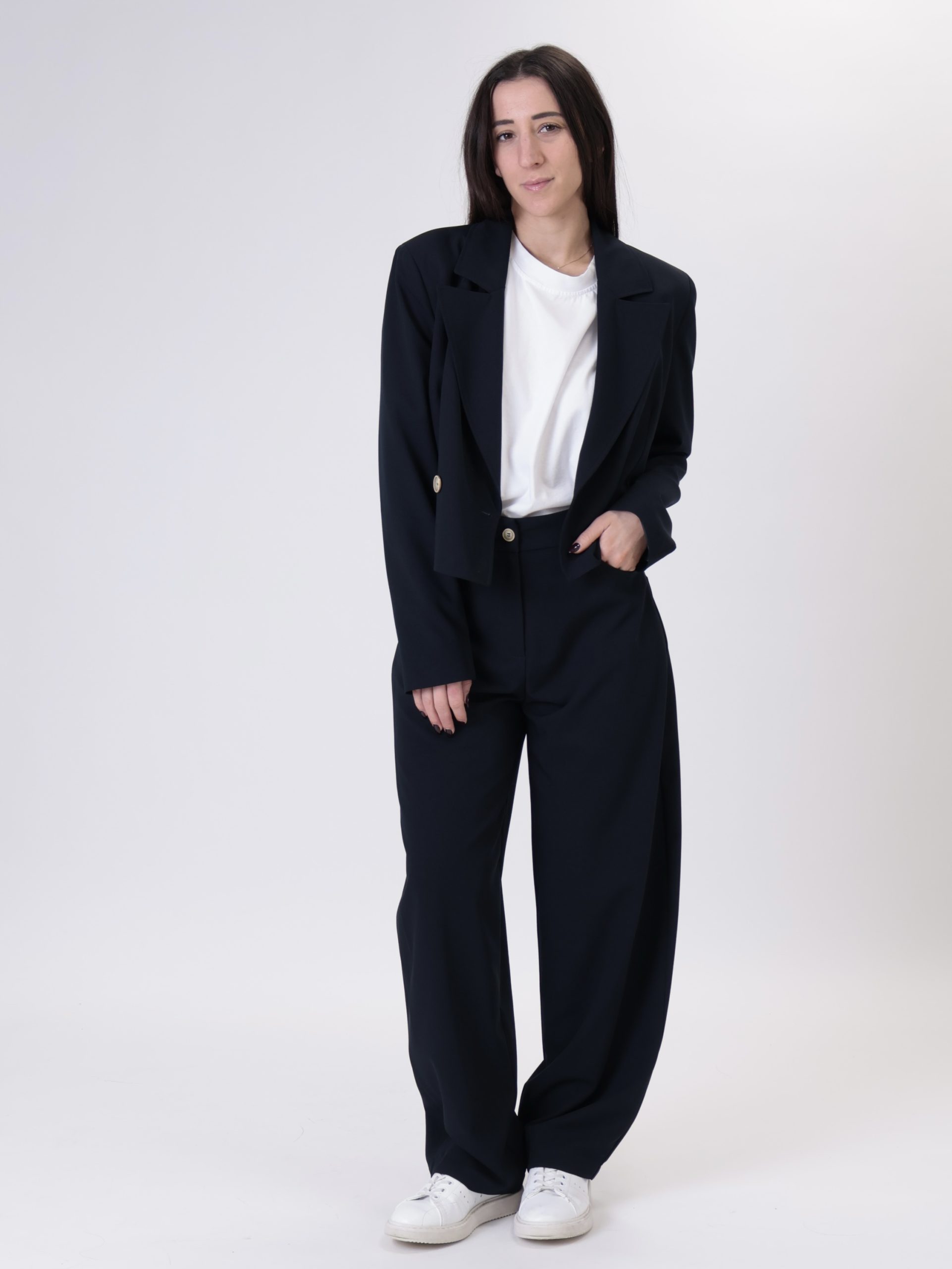 Giacca nova crop blu