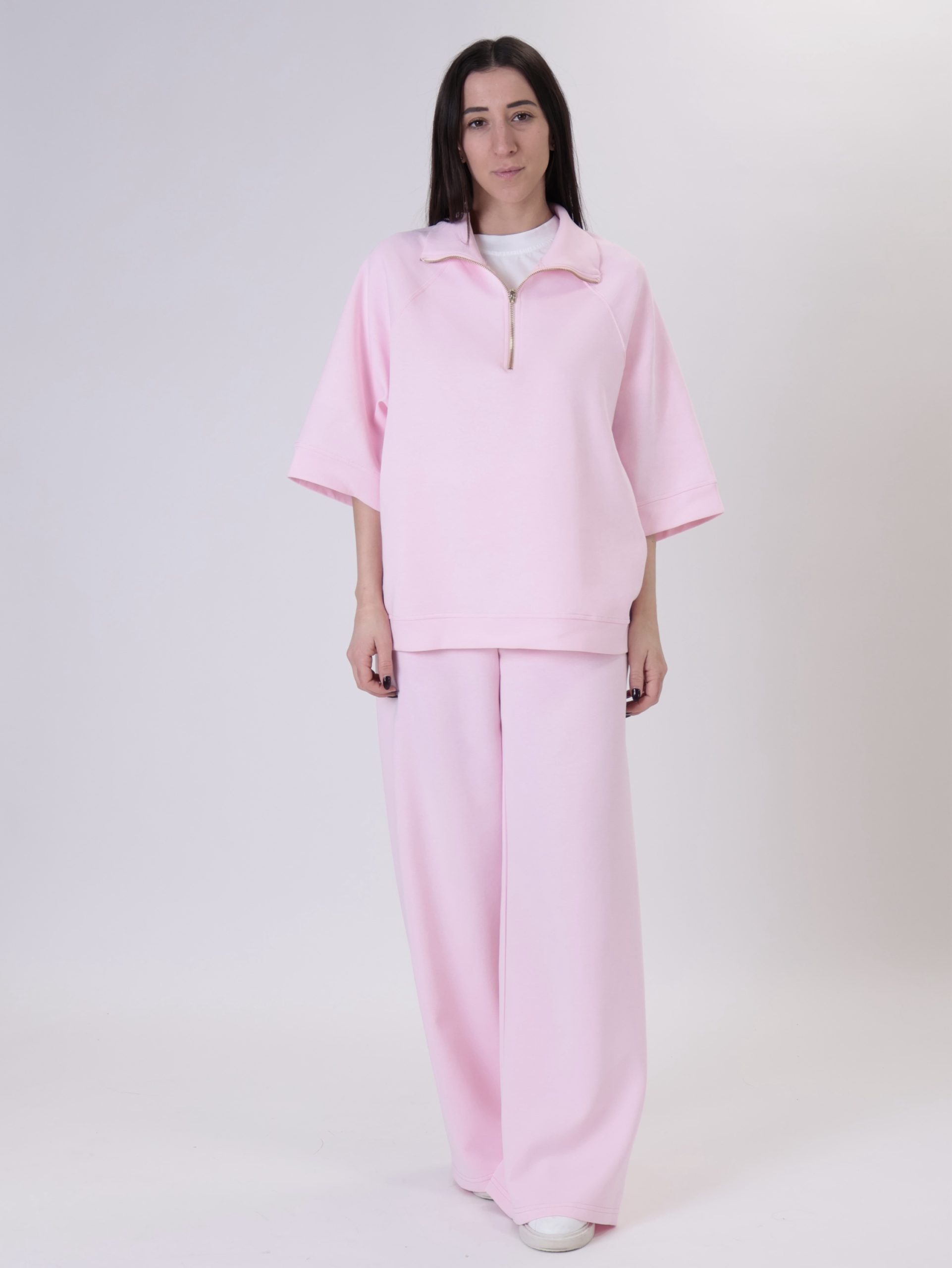 Felpa mezza zip giulia rosa PREORDINE 23/02