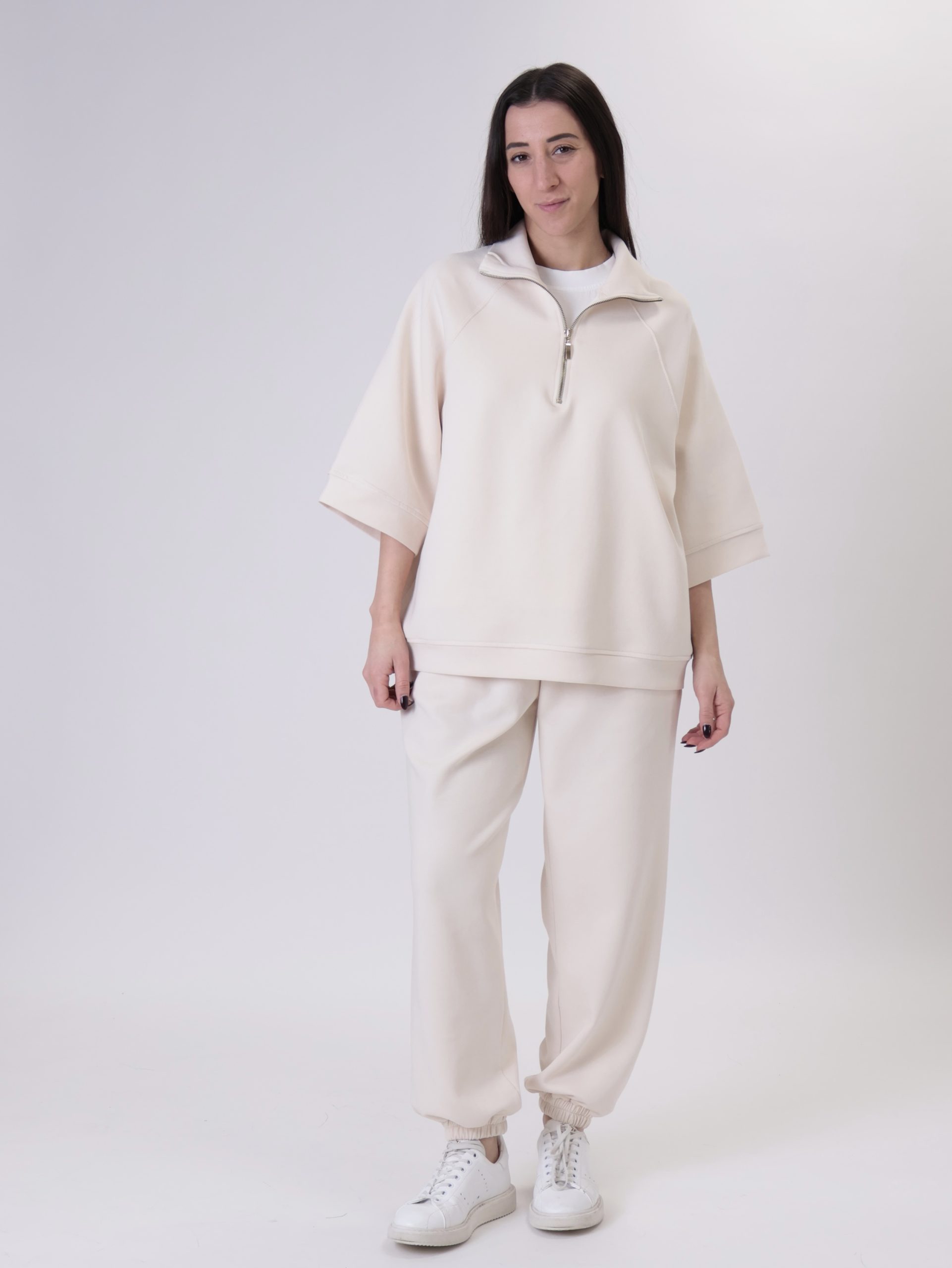 Felpa mezza zip giulia avorio PREORDINE 23/02