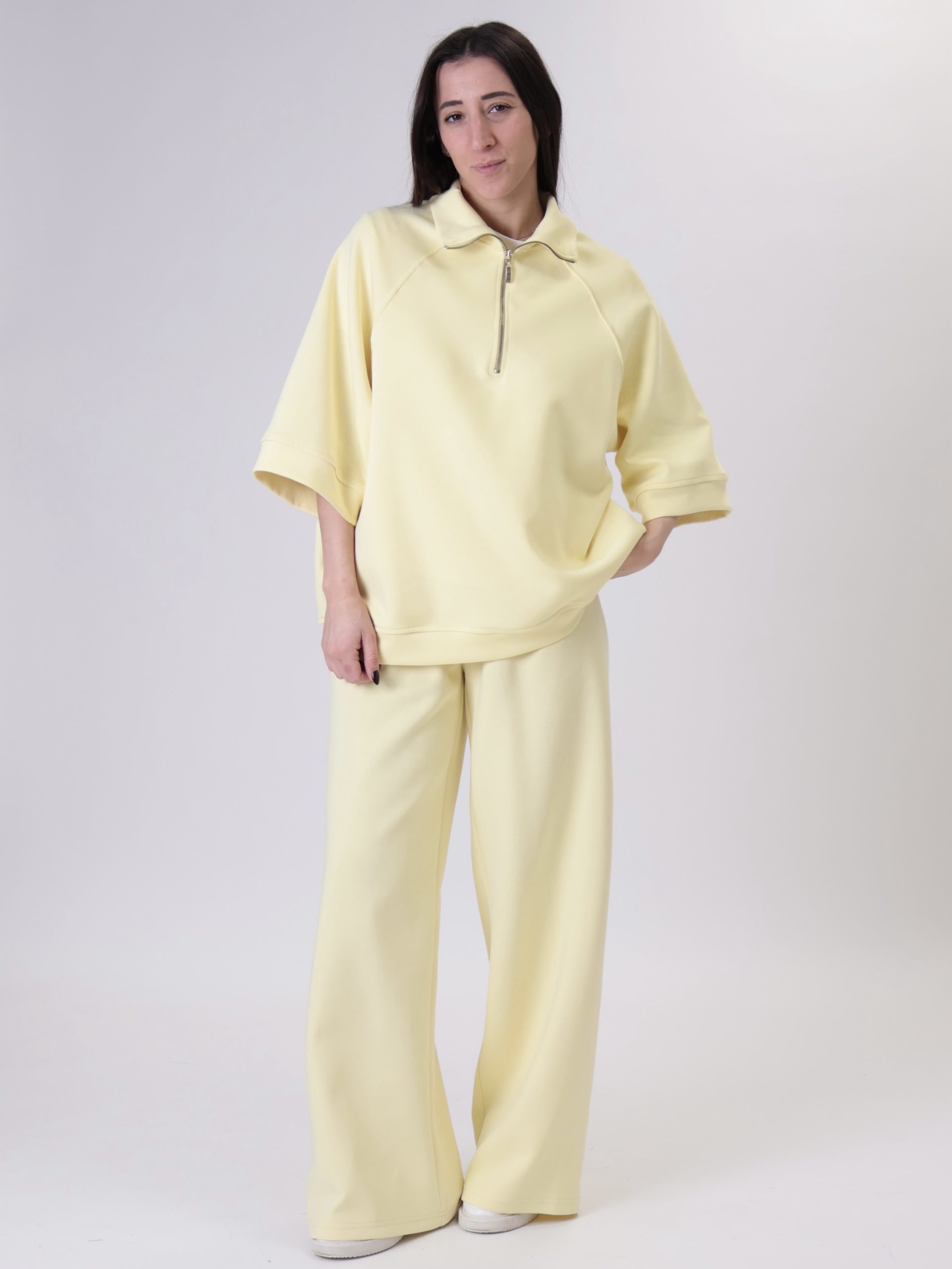Felpa mezza zip giulia giallo