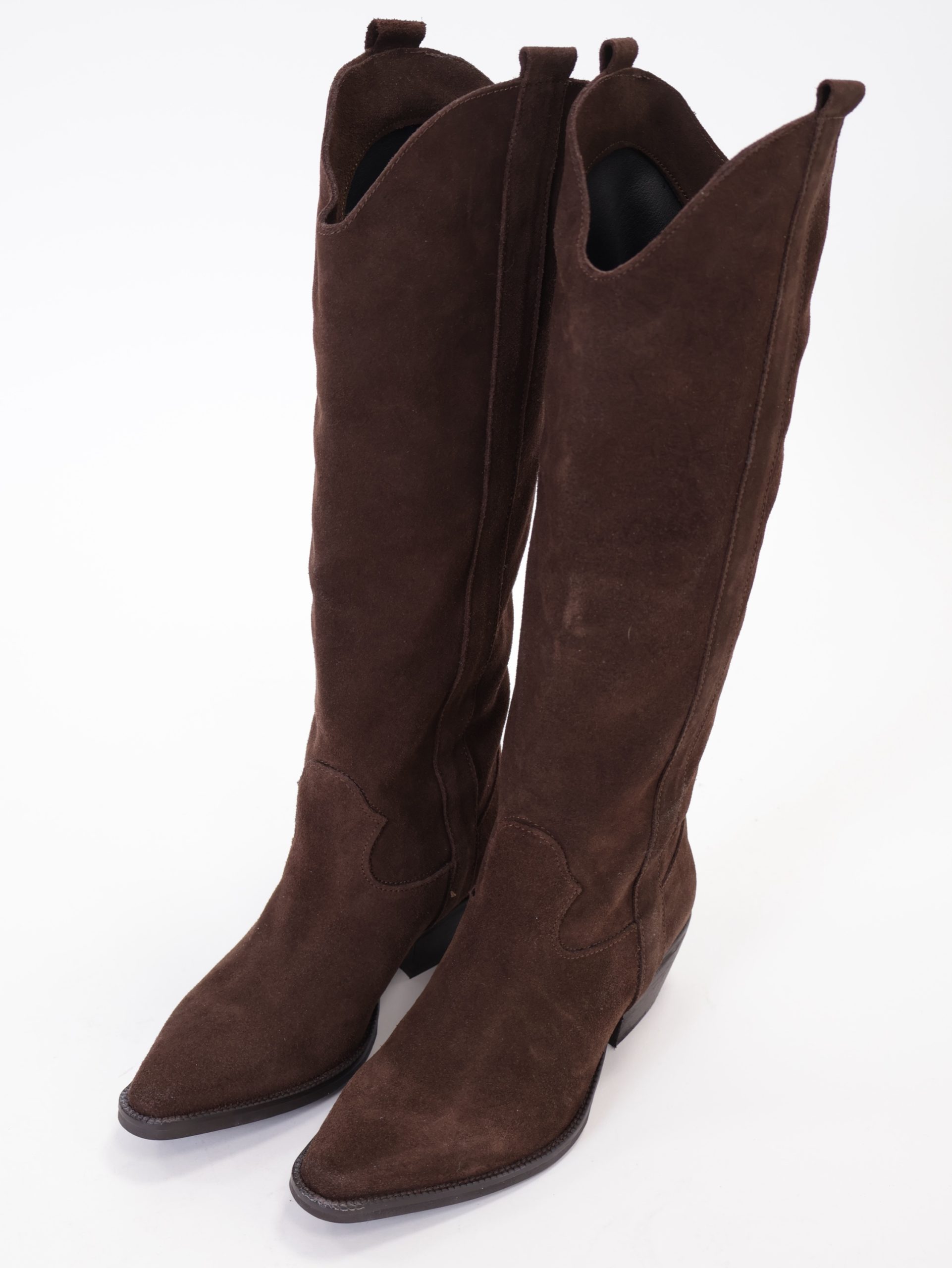 Texano alto in suede testa di moro