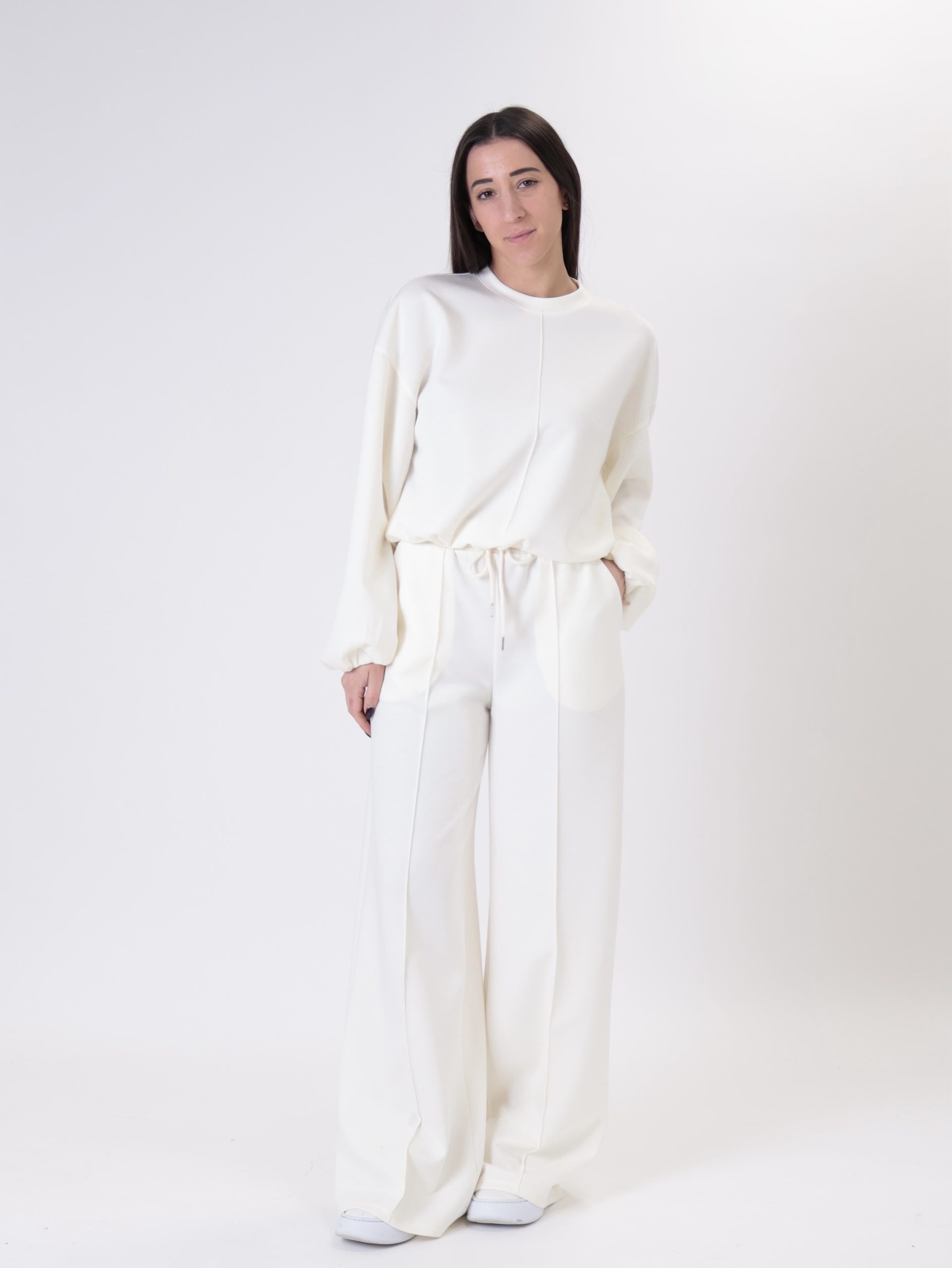 Pantalone  cucitura centrale panna