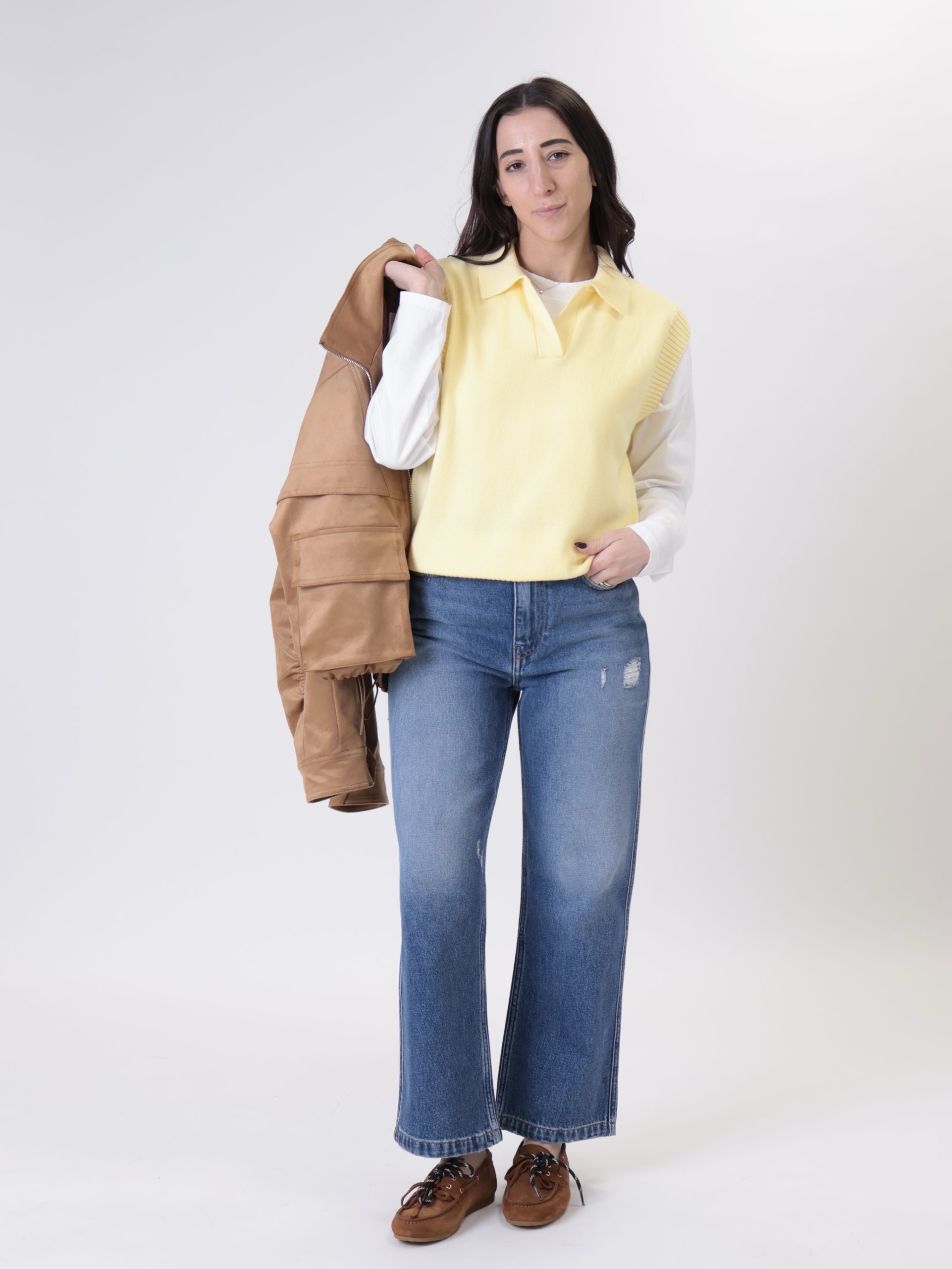 Polo smanicata cotone giallo