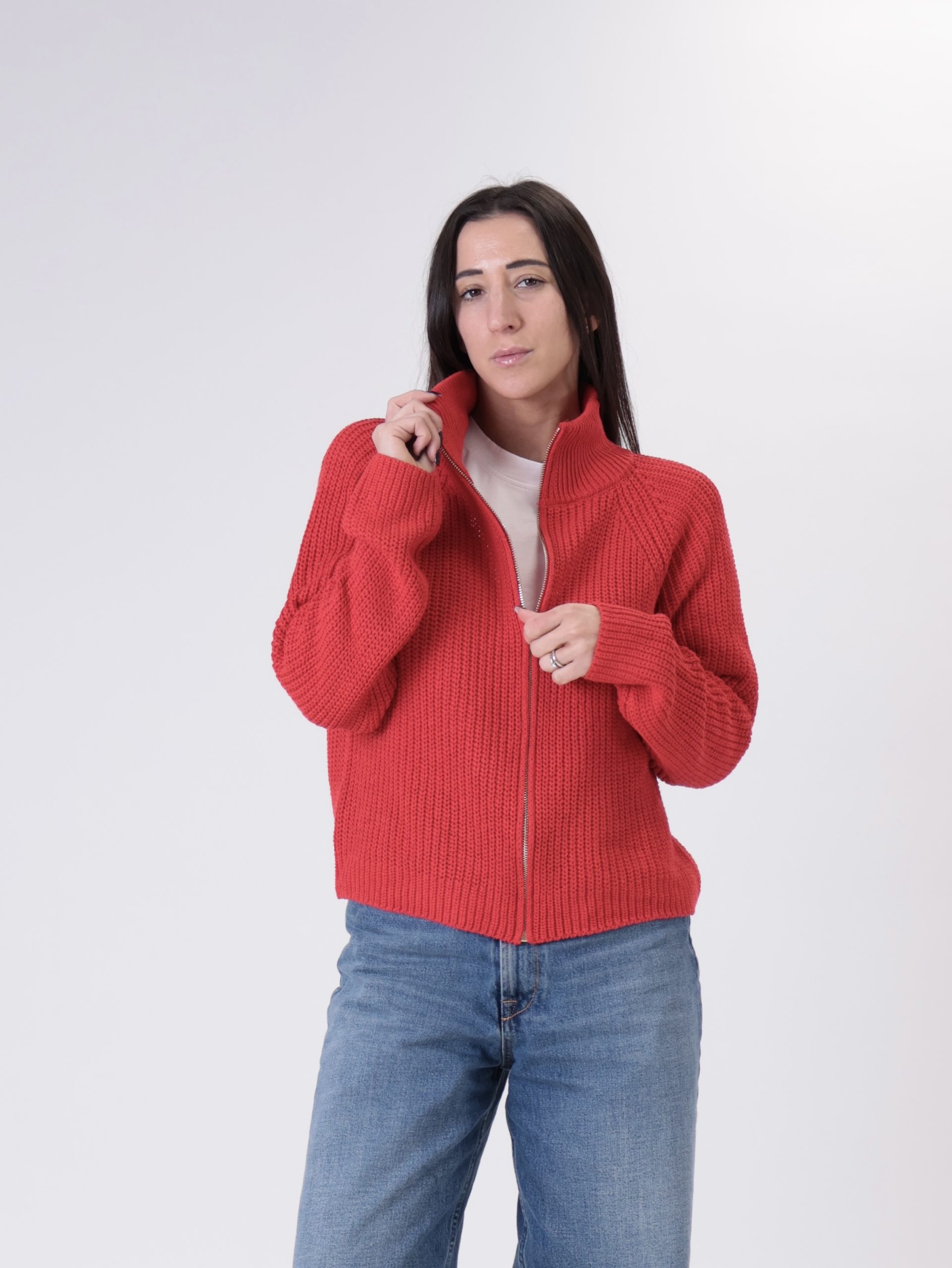 Cardigan zip rosso PREORDINE 02/03
