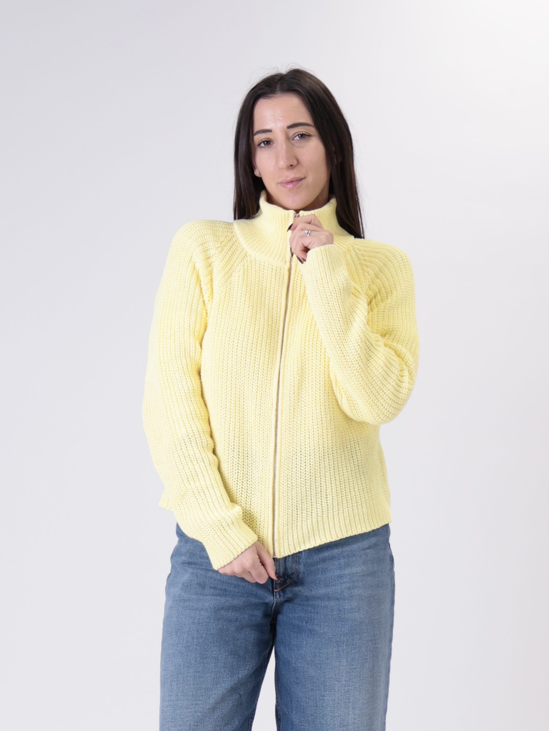 Cardigan zip giallo