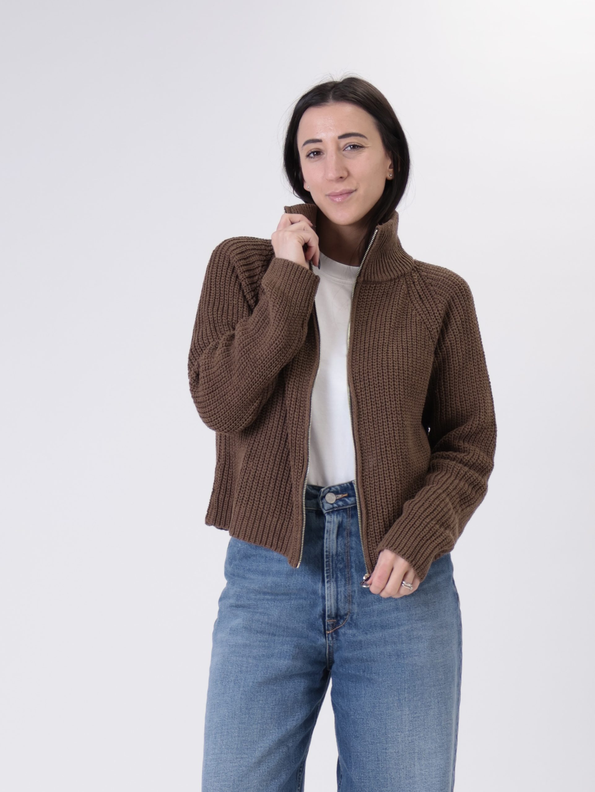 Cardigan zip cioccolato