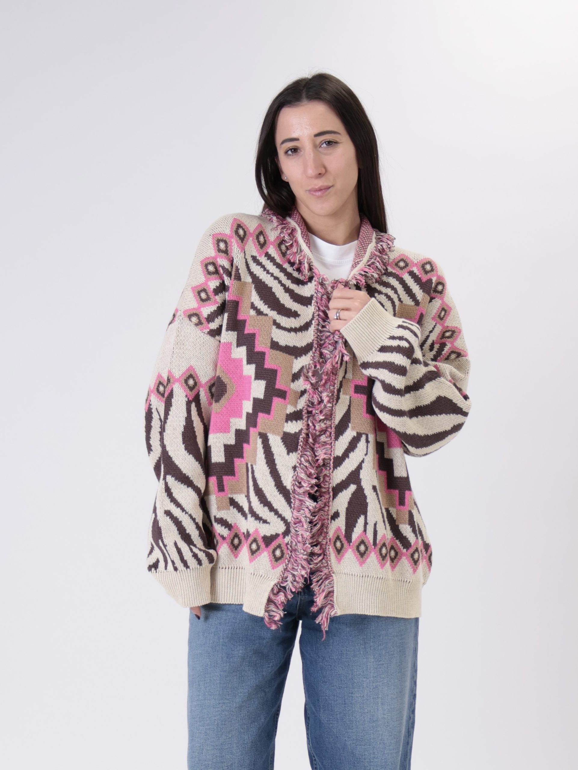 Cardigan fantasia zebra fuxia PREORDINE 02/03