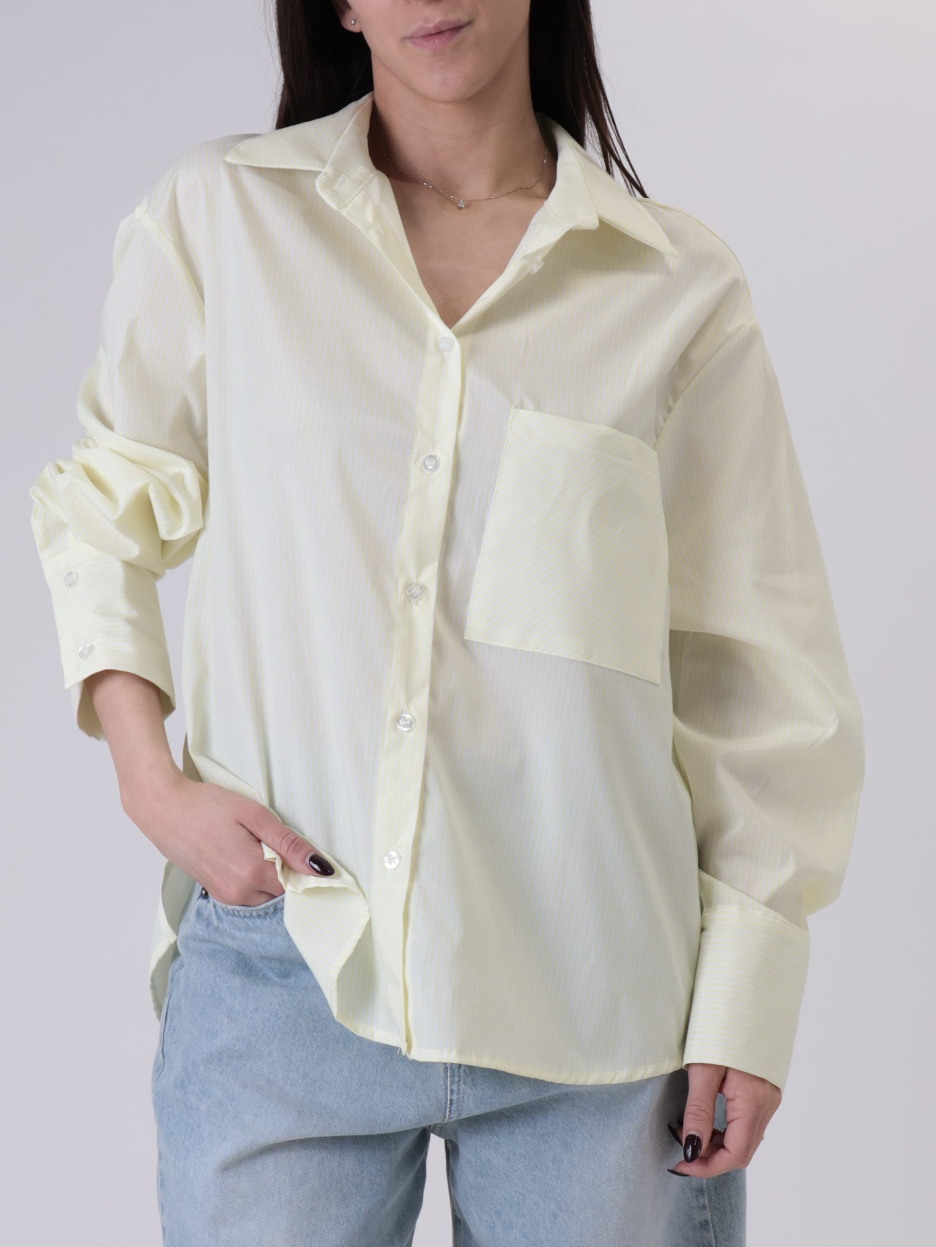 Camicia tasca riga giallo