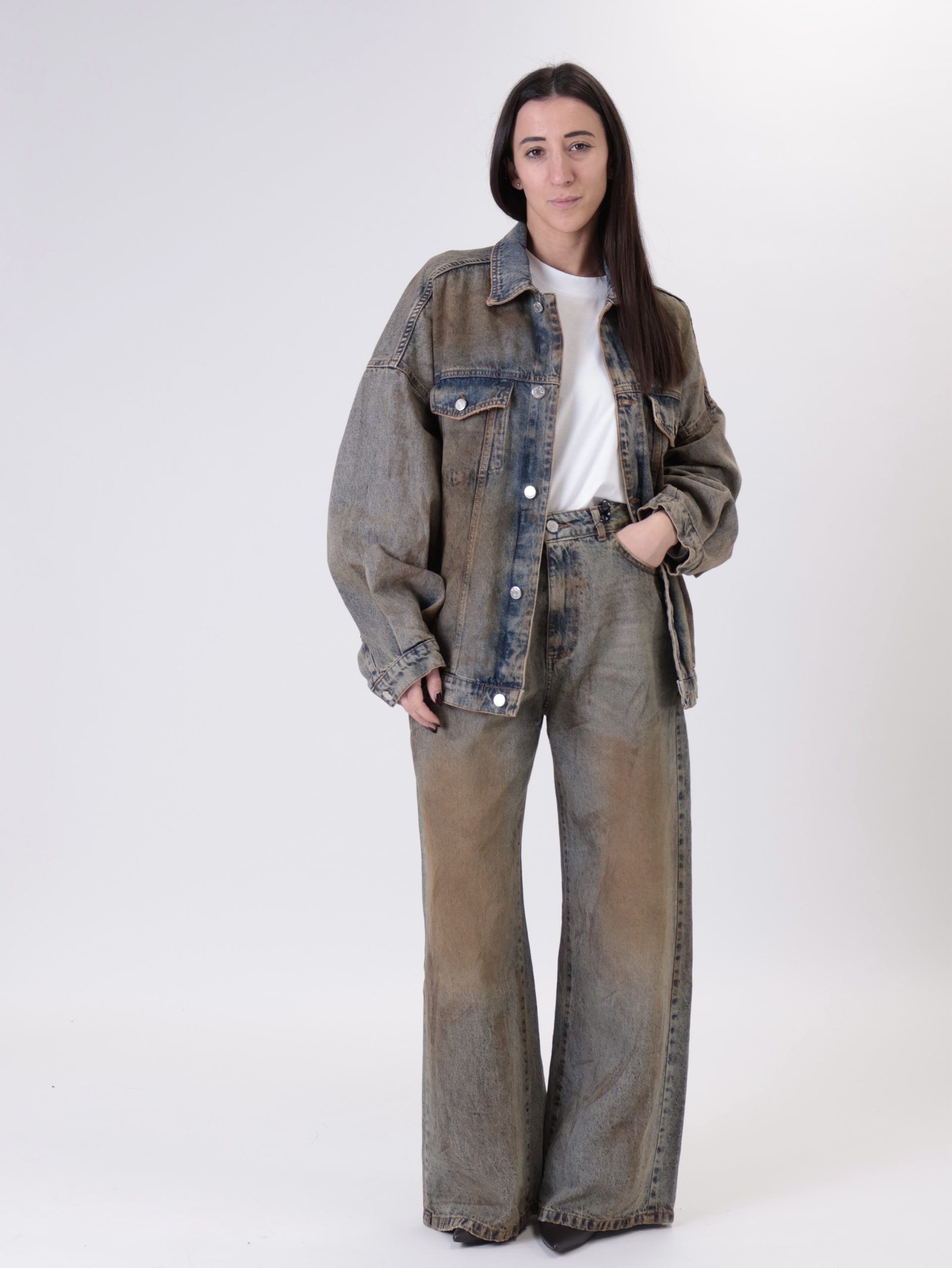 Giacca denim spalmata