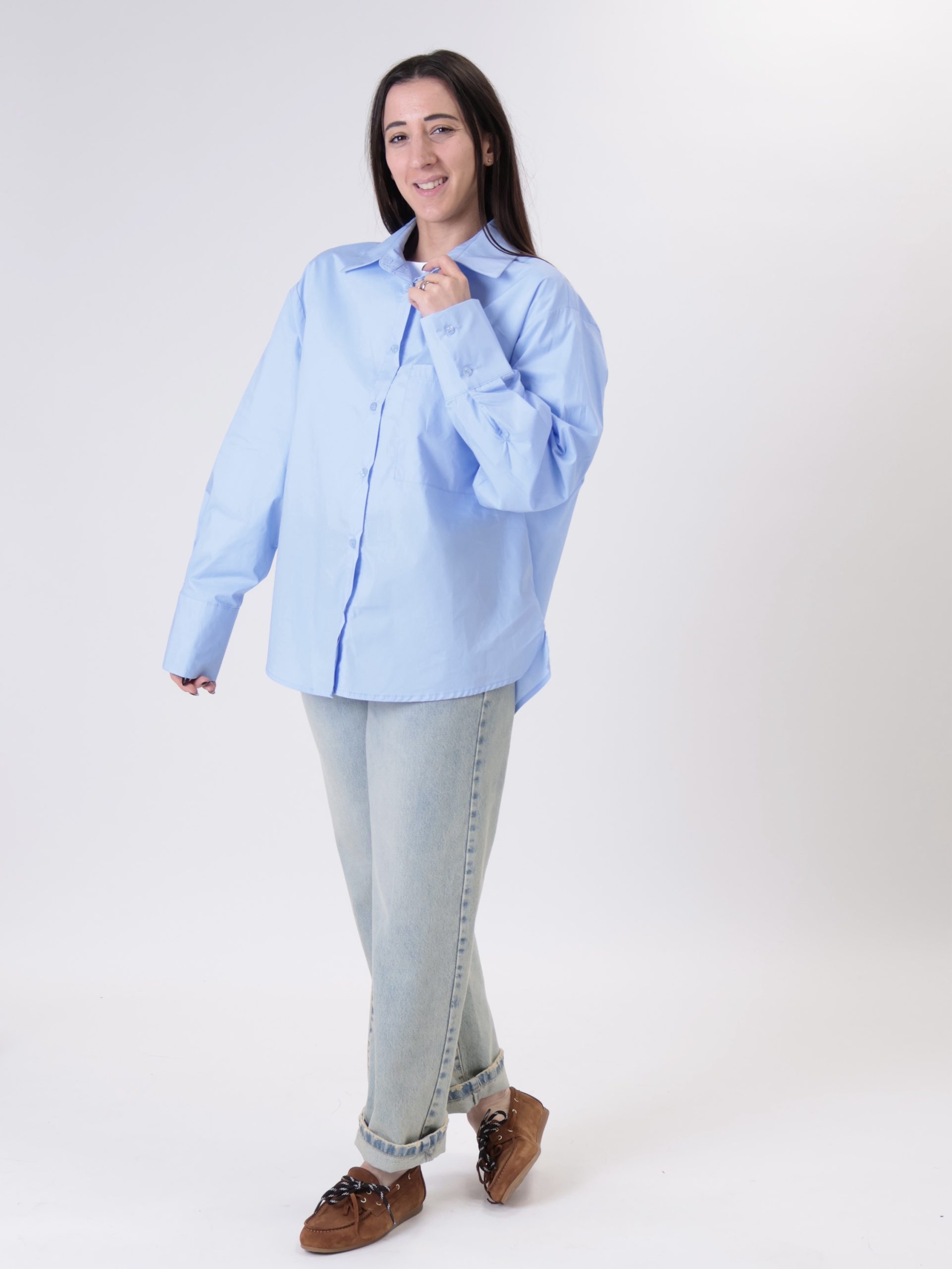 Camicia spacco laterale azzurro