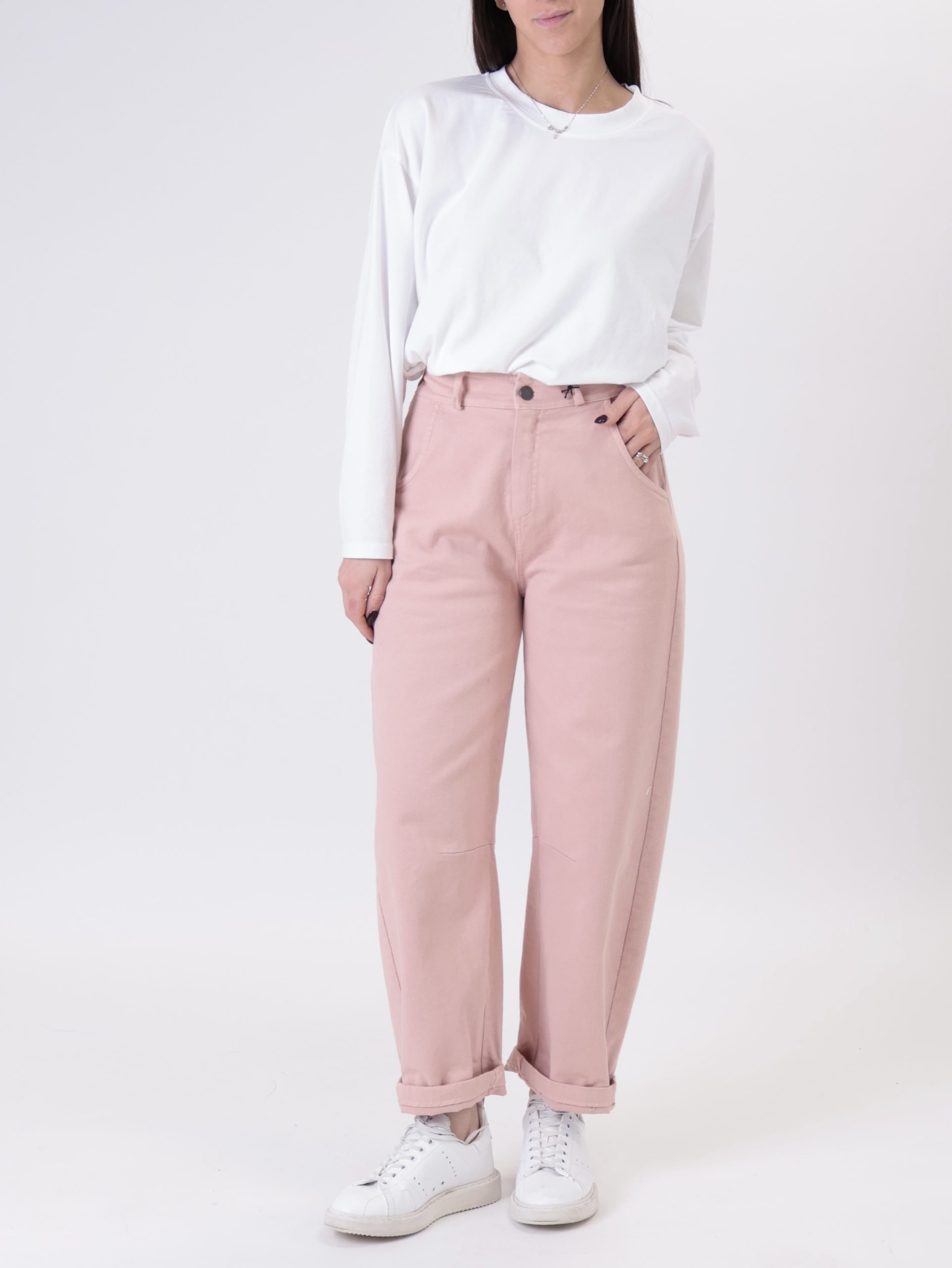 Pantalone ovetto cucitura rosa
