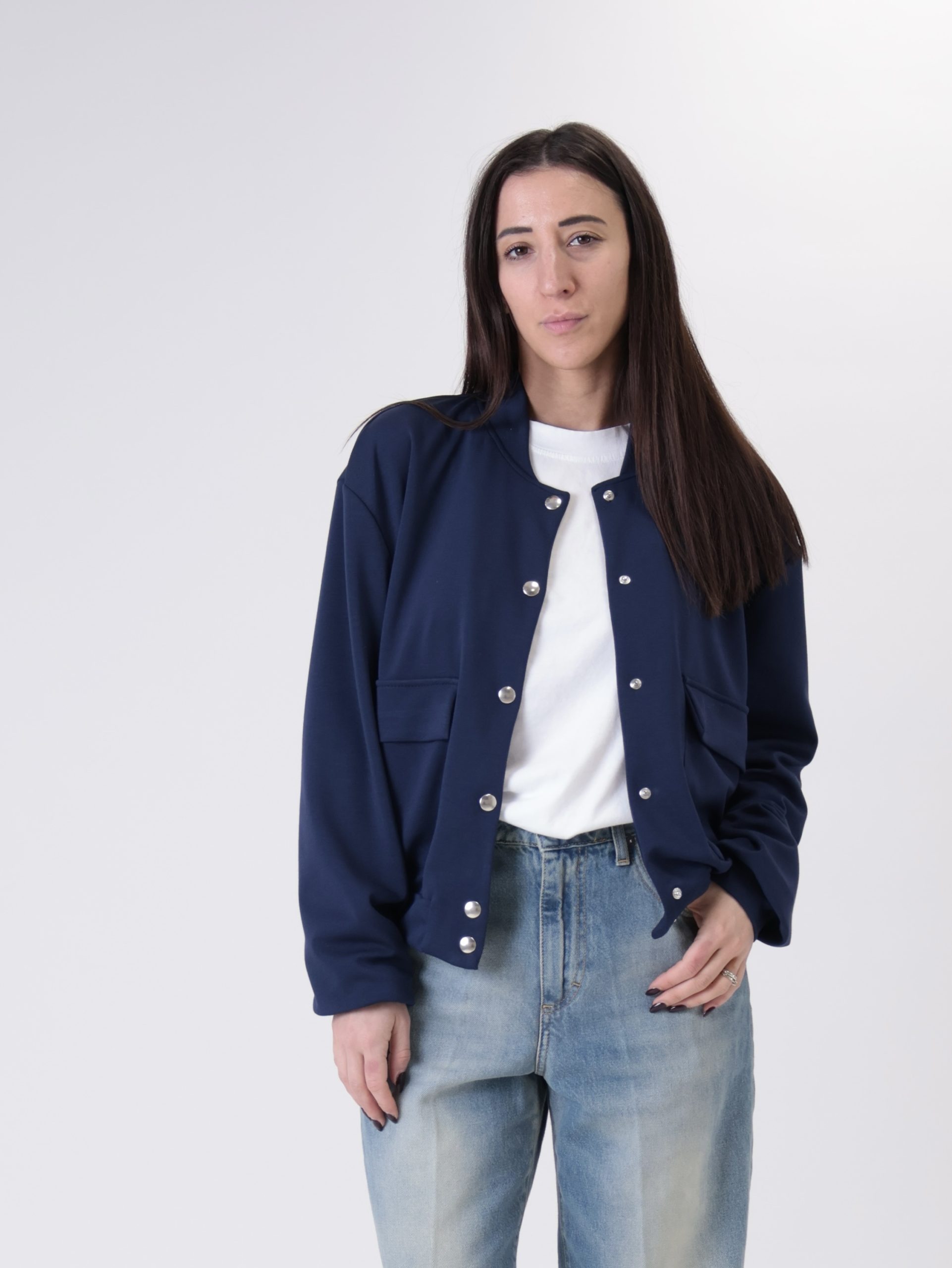 Bomber in maglia blu