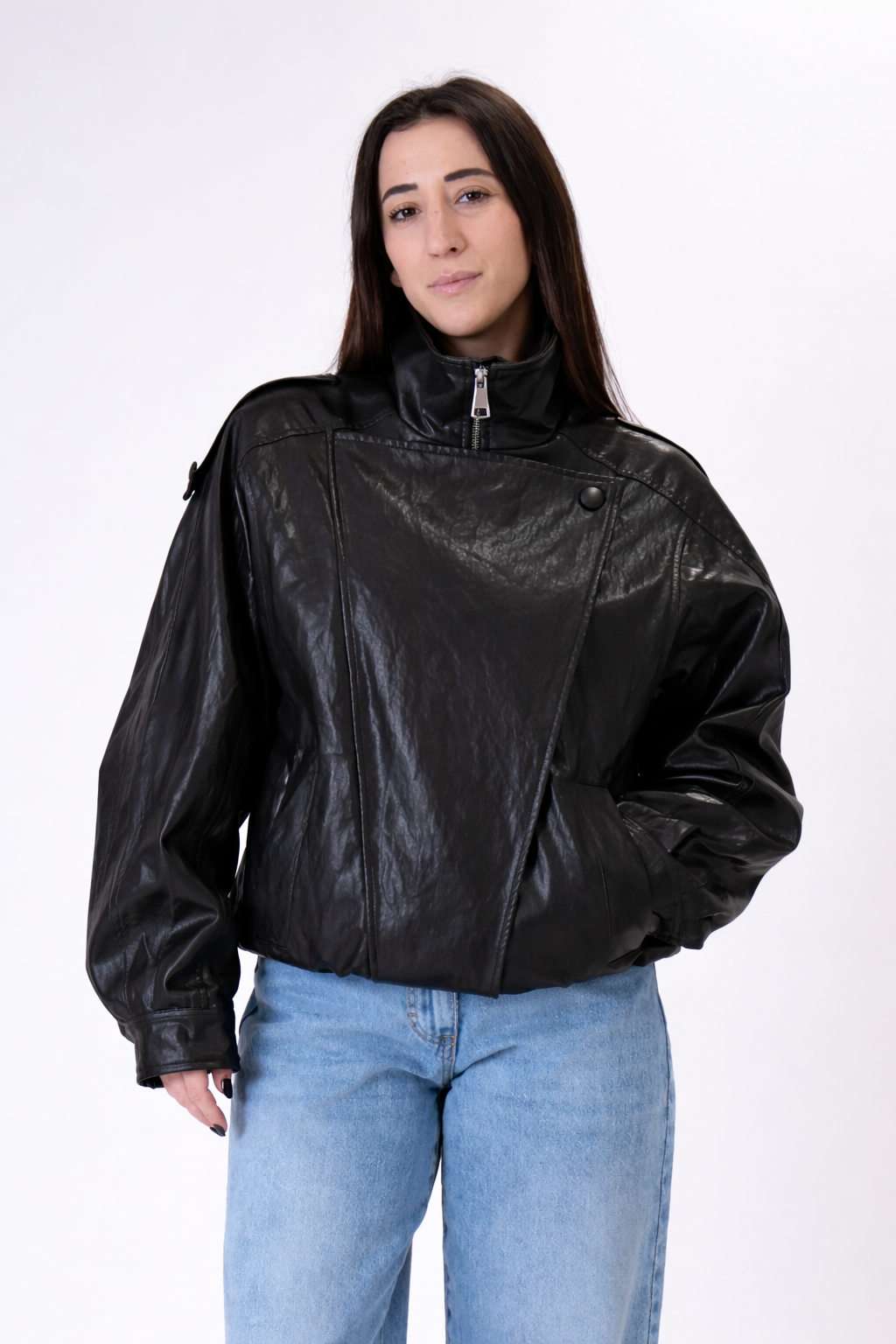 Bomber ecopelle nero