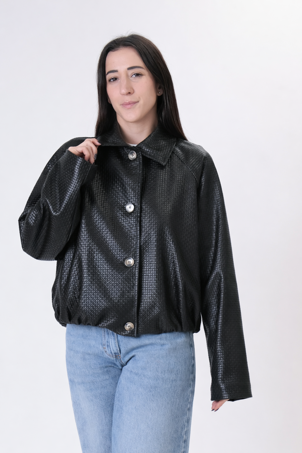 Bomber intreccio nero