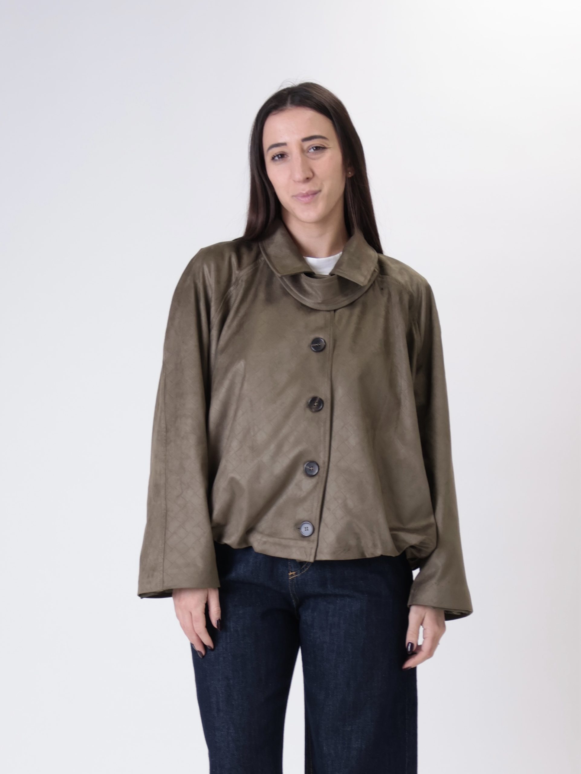 Bomber intrecciato Suede militare