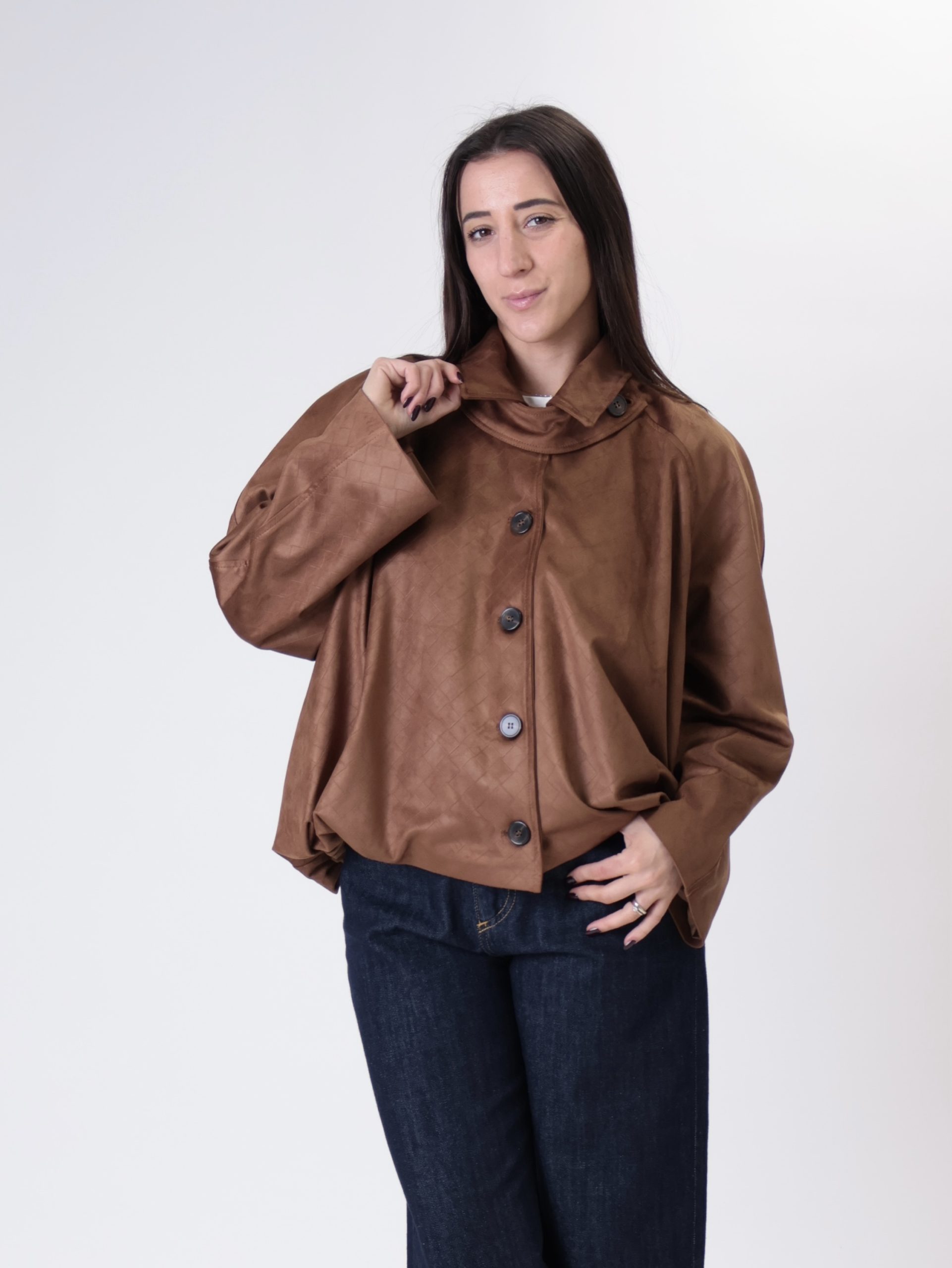Bomber intrecciato Suede tabacco