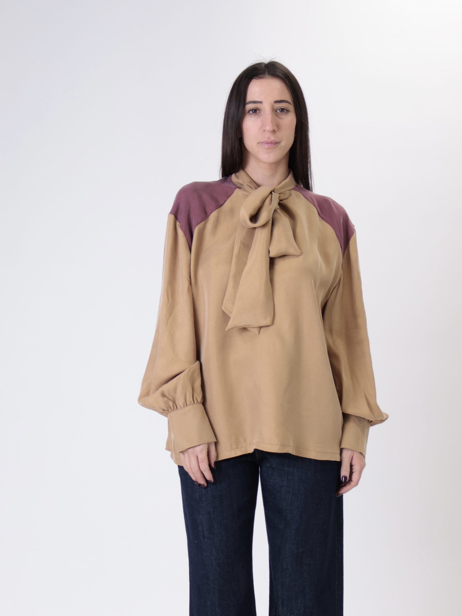 Camicia cupro senape/vino