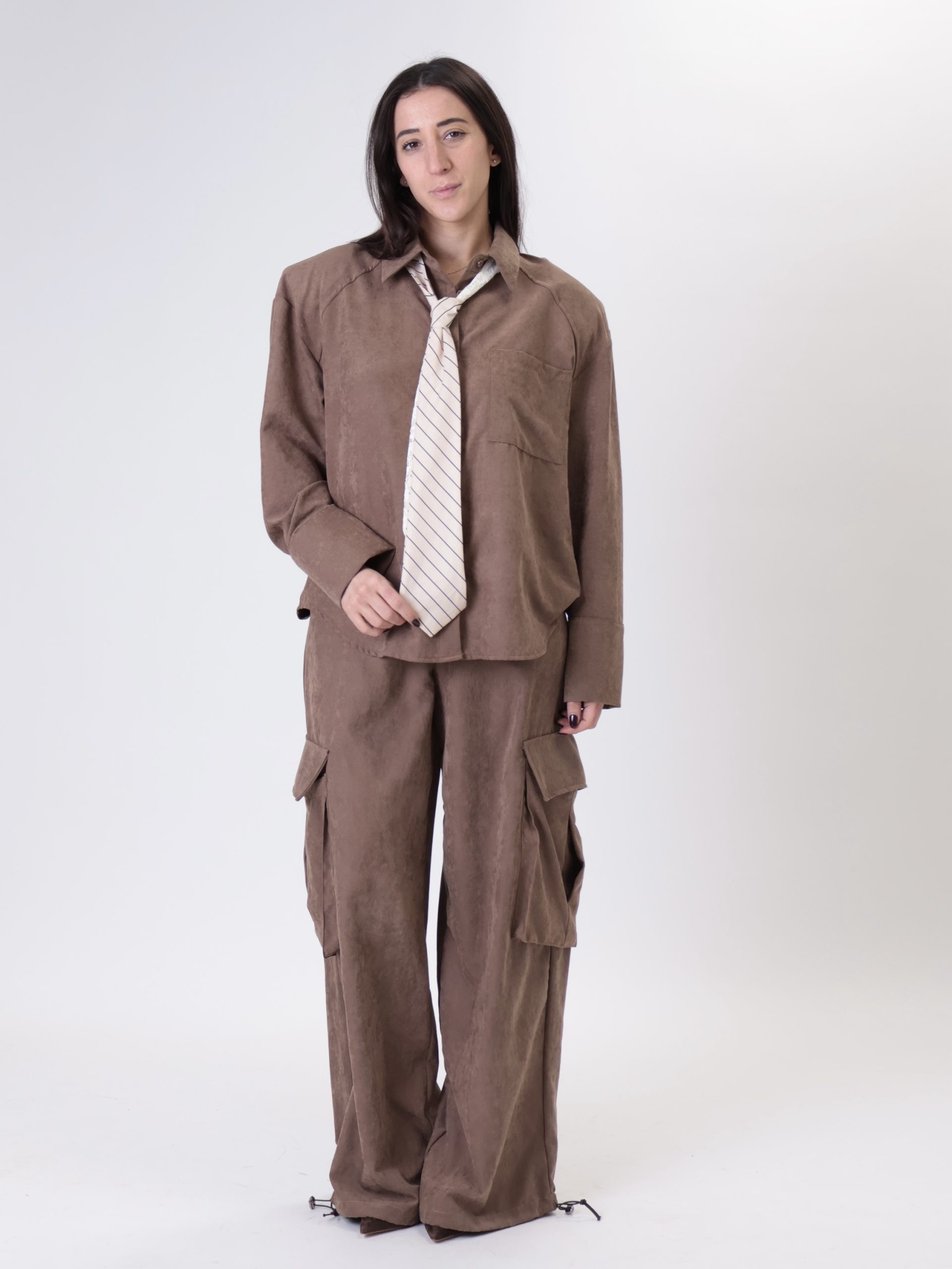 Camicia cravatta biscotto