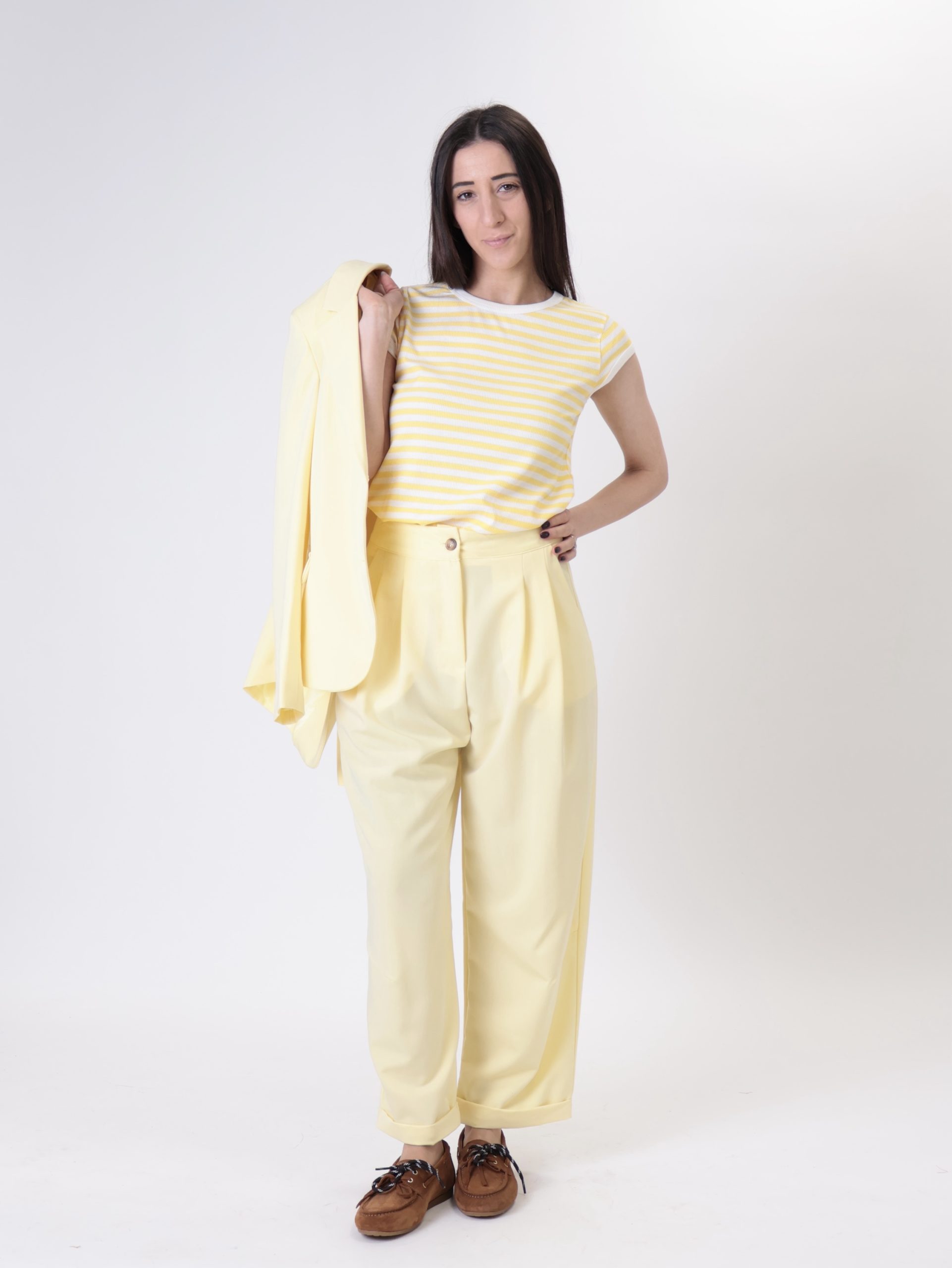 Pantalone "diretta" pinces giallo