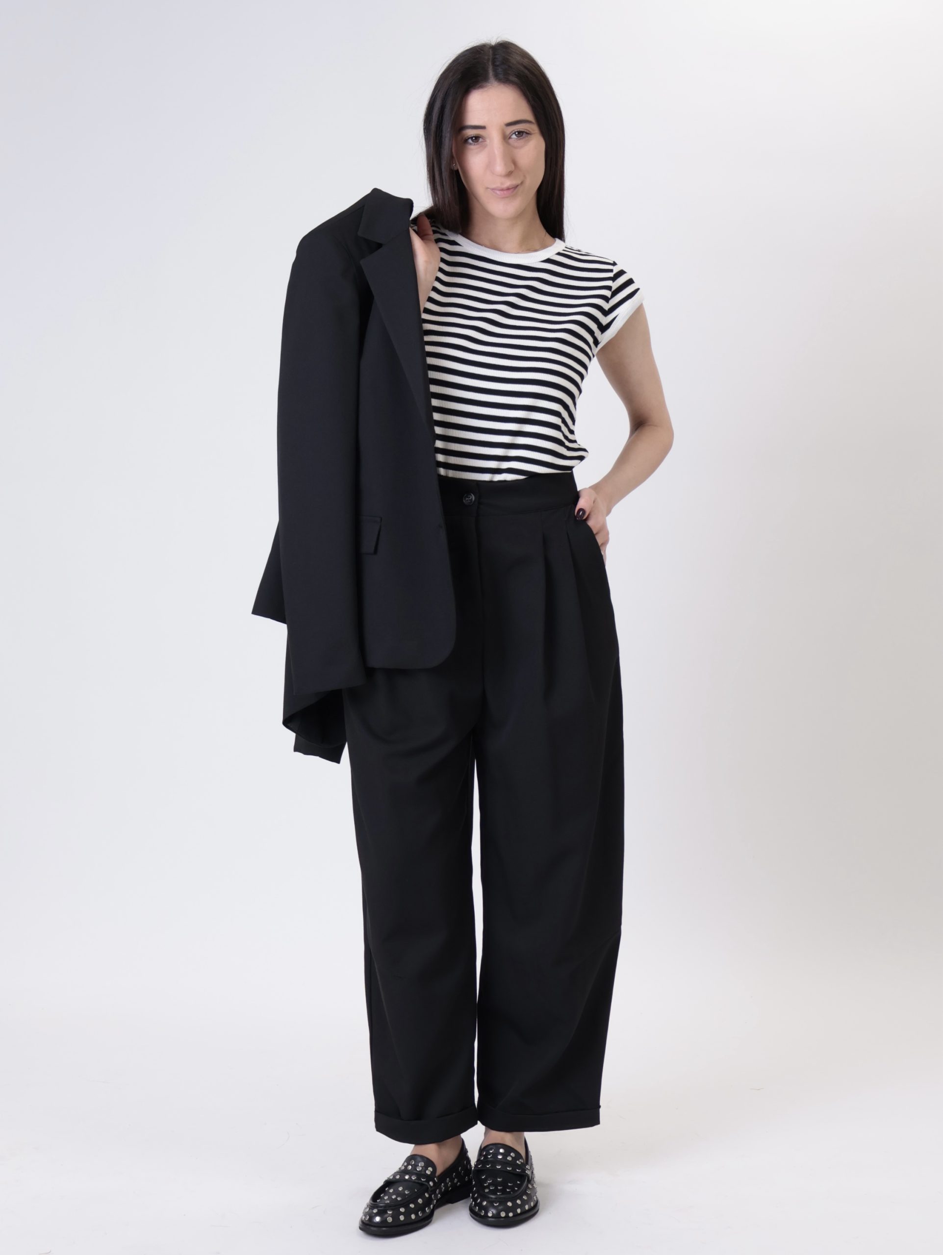 Pantalone "diretta" pinces nero